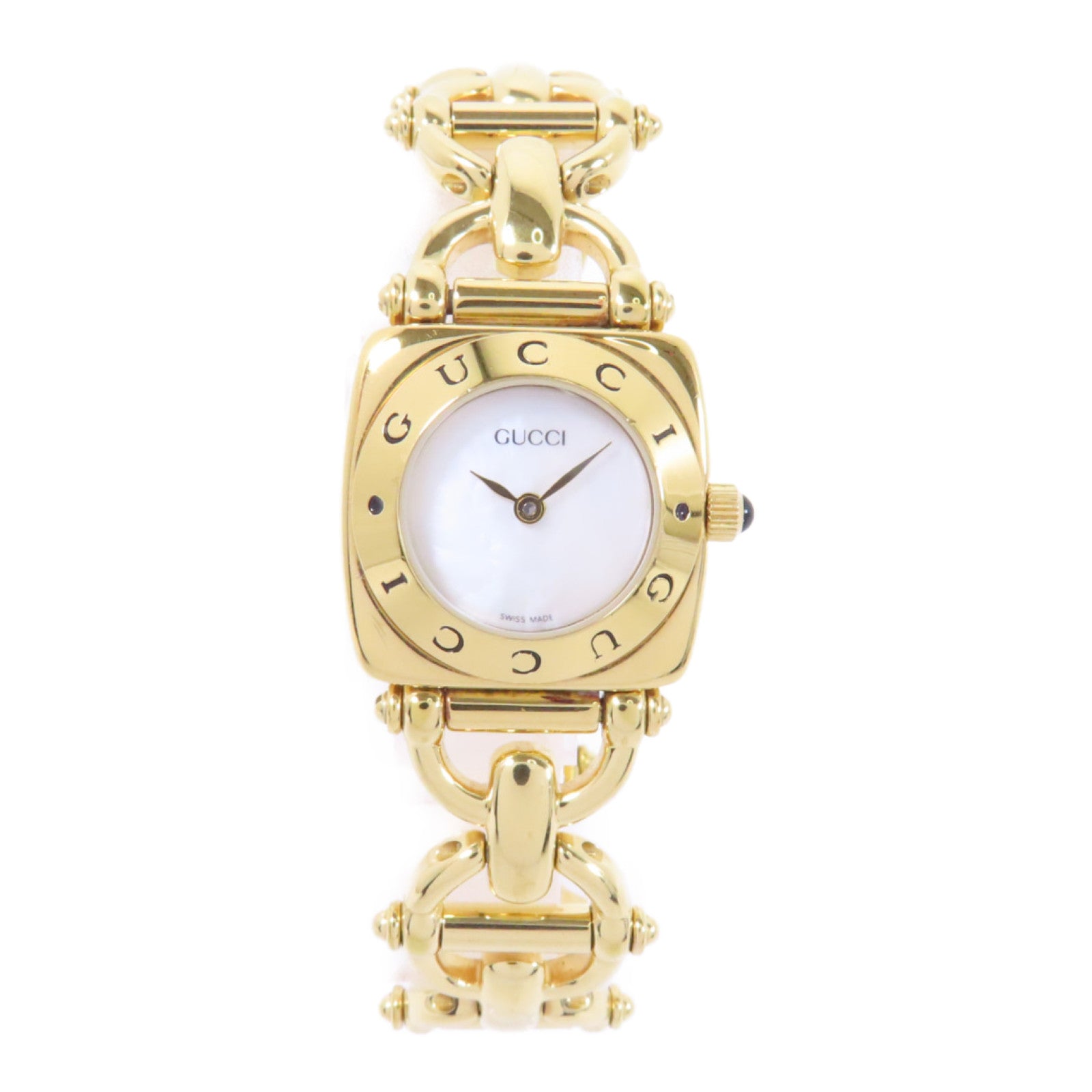GUCCI Horsebit Chain Watch不鏽鋼手錶石英機芯白色