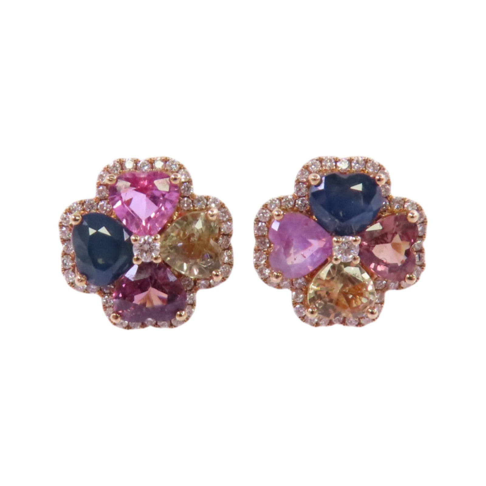 JEWELRY 18K玫瑰金/彩色藍寶石/鑽石Multi Sapphire Diamond Earrings耳環
