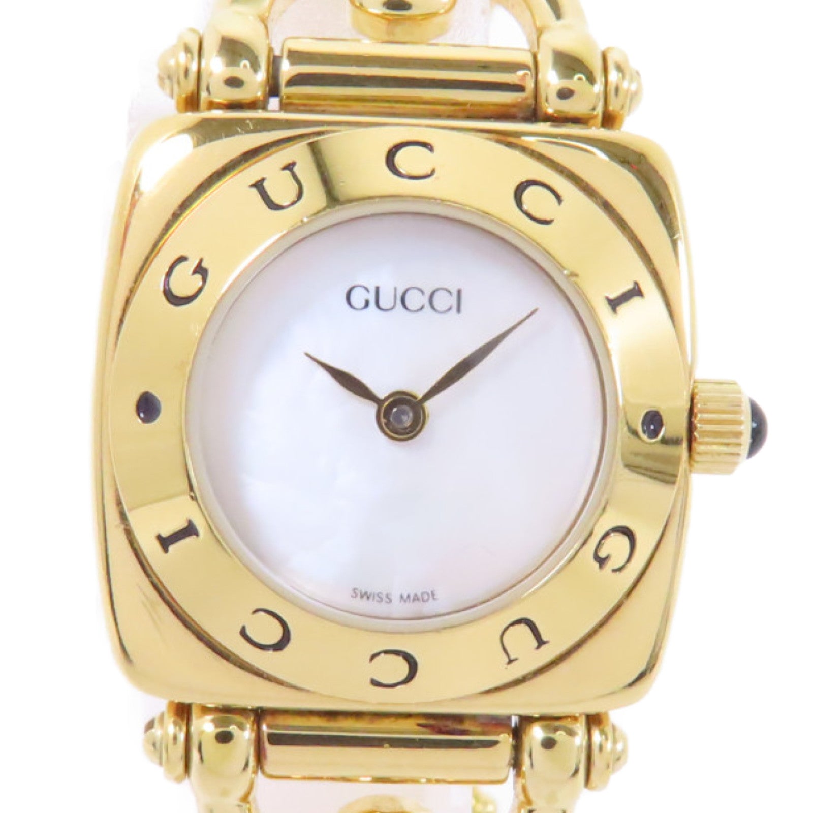 GUCCI Horsebit Chain Watch不鏽鋼手錶石英機芯白色