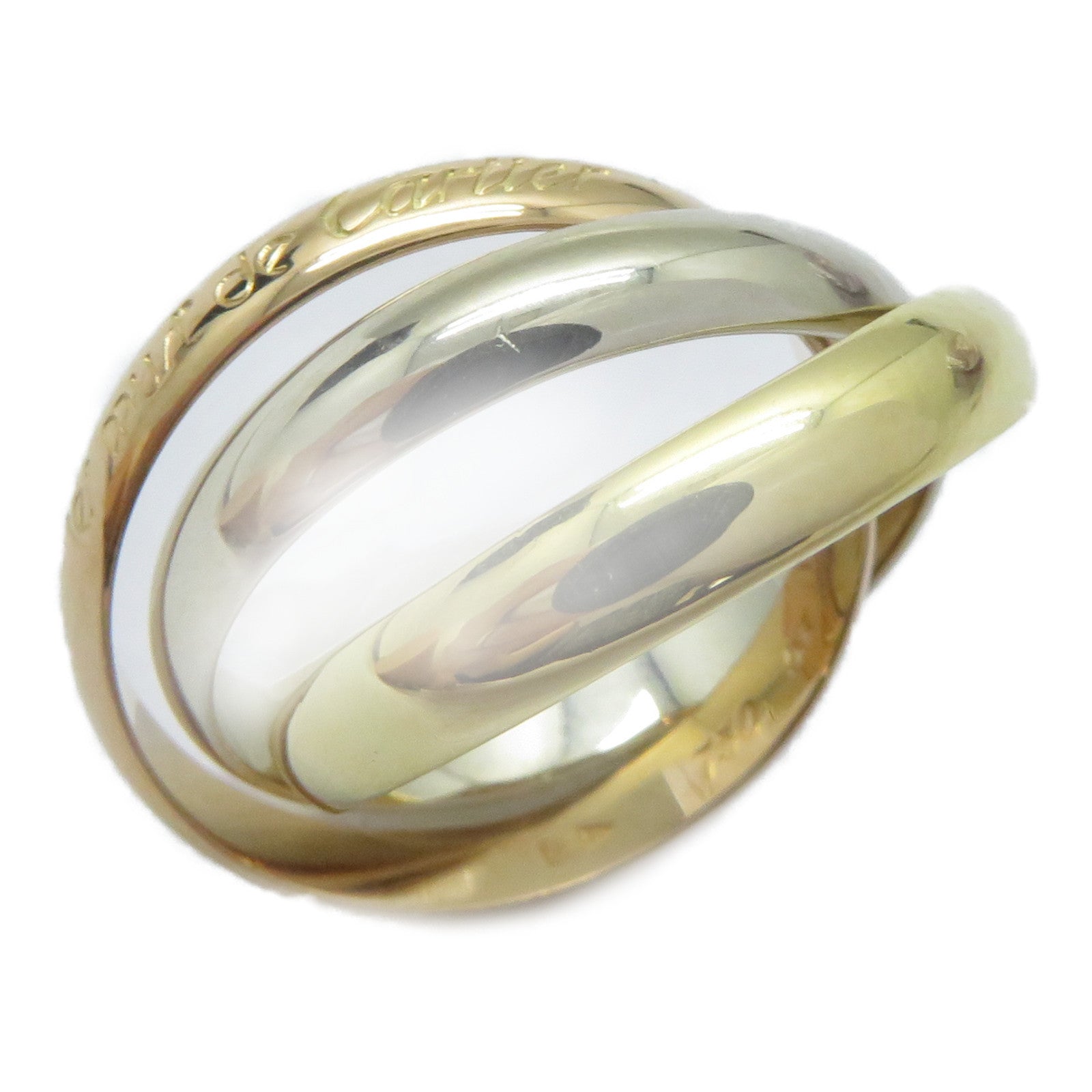 CARTIER 18K黃金/白金/玫瑰金Trinity戒指Cartier#53/US#6.5