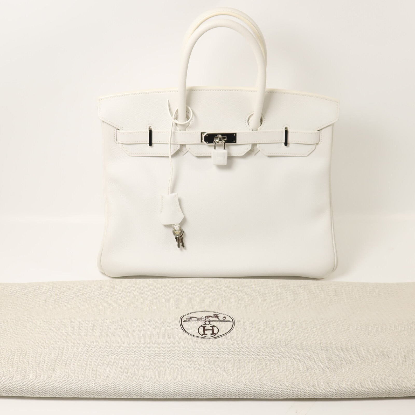 HERMES Epsom皮革Birkin 35手挽袋Blanc