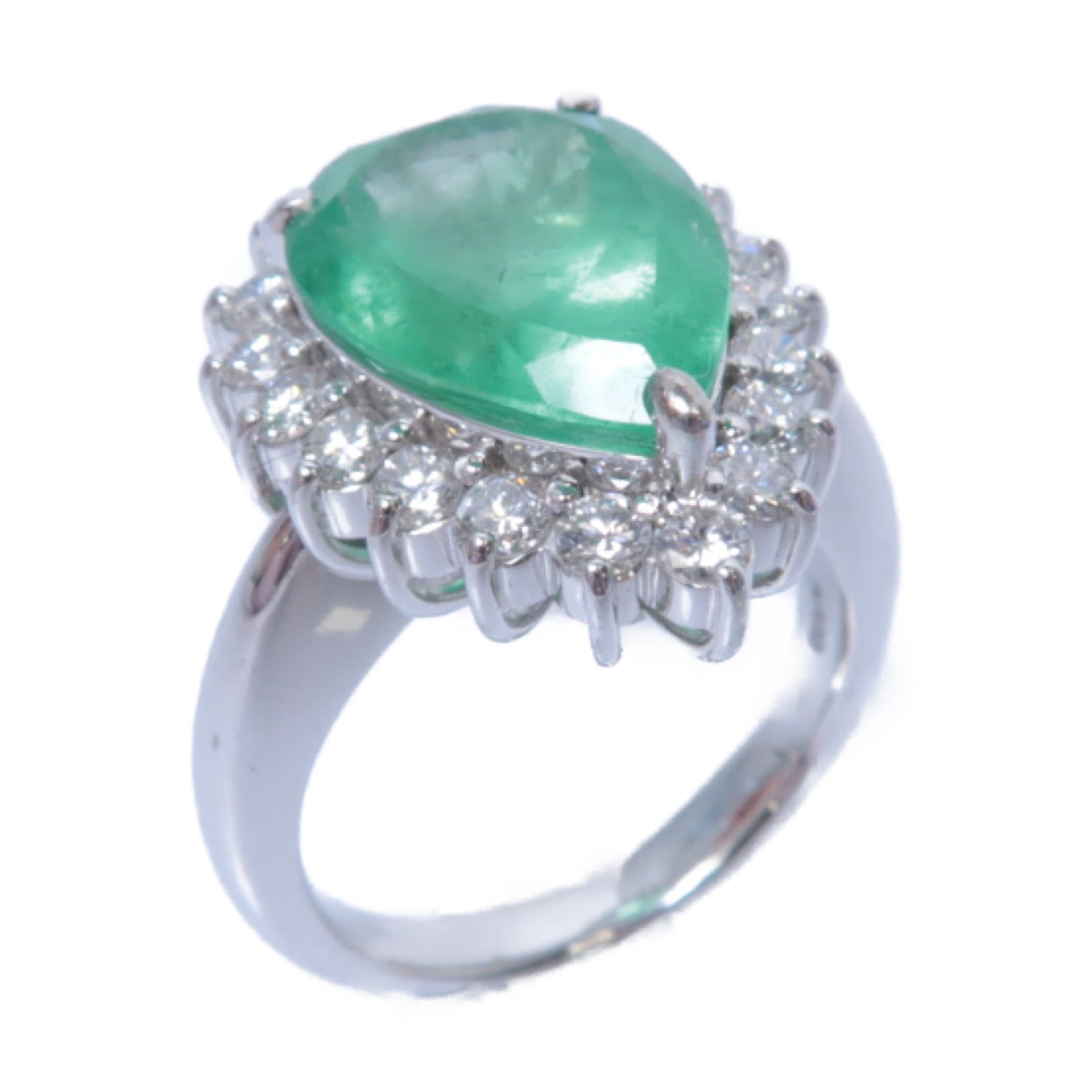 JEWELRY 【激減優惠】PT900鉑金Emerald/Diamond Ring 5.419ct綠寶石/0.92ct鑽石戒指US#6