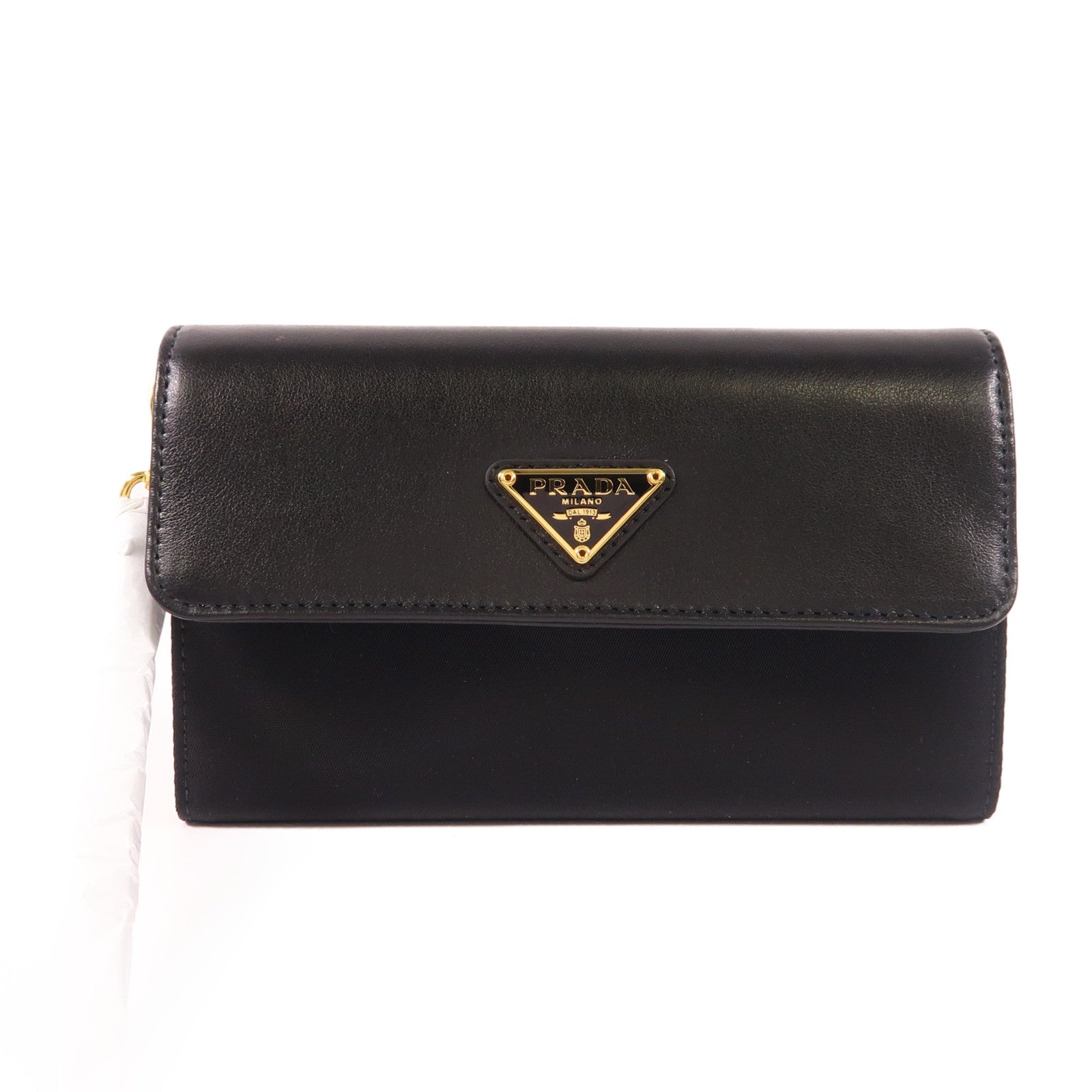 PRADA 【激減優惠】尼龍/皮革Wallet金扣錢包