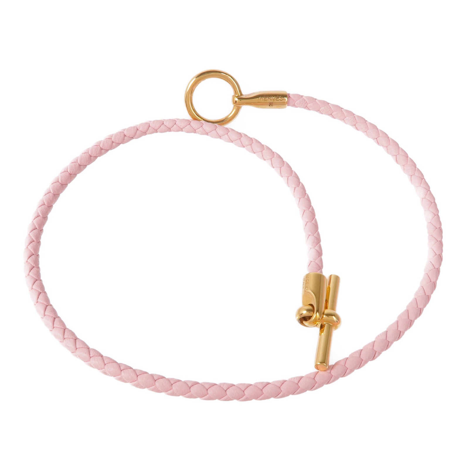 HERMES 牛皮皮革Glenan Double Tour Bracelet手鏈Rose Sakura