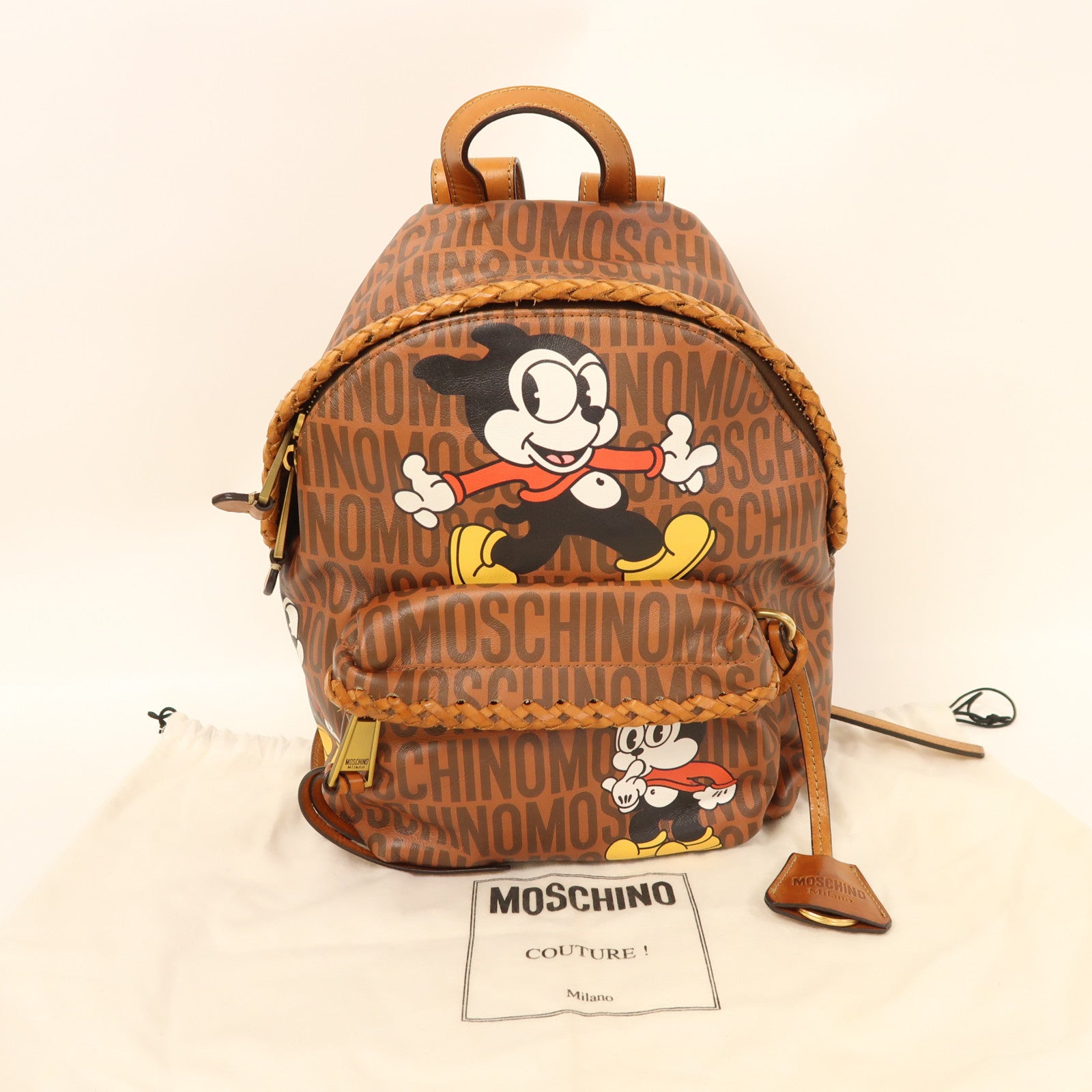 MOSCHINO 牛皮皮革Betty Collection金扣背包啡色