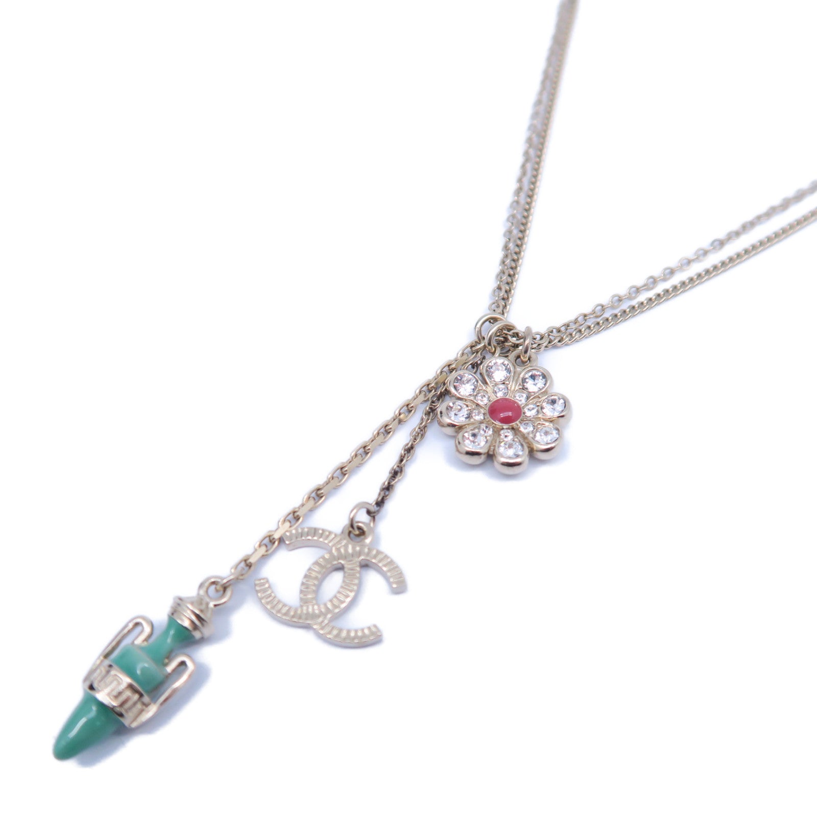 CHANEL 【激減優惠】金屬Necklace項鍊金色/綠色/粉紅色