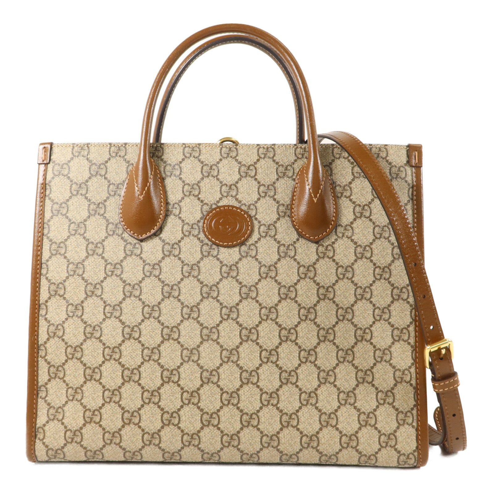 GUCCI 塗層帆布Interlocking G手挽肩背兩用袋