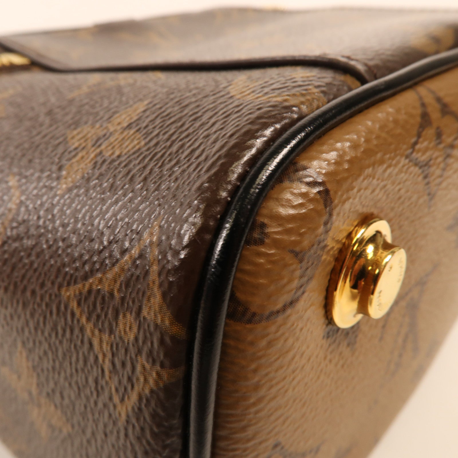 LOUIS VUITTON Monogram Reverse Vanity PM金扣手挽肩背兩用袋棕色