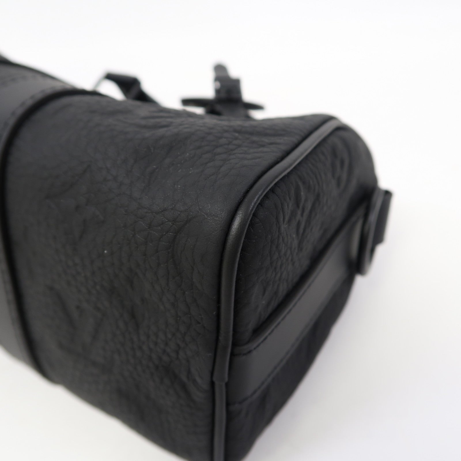 LOUIS VUITTON Monogram Taurillon Leather Keepall Bandoulière 25手挽肩背兩用袋黑色