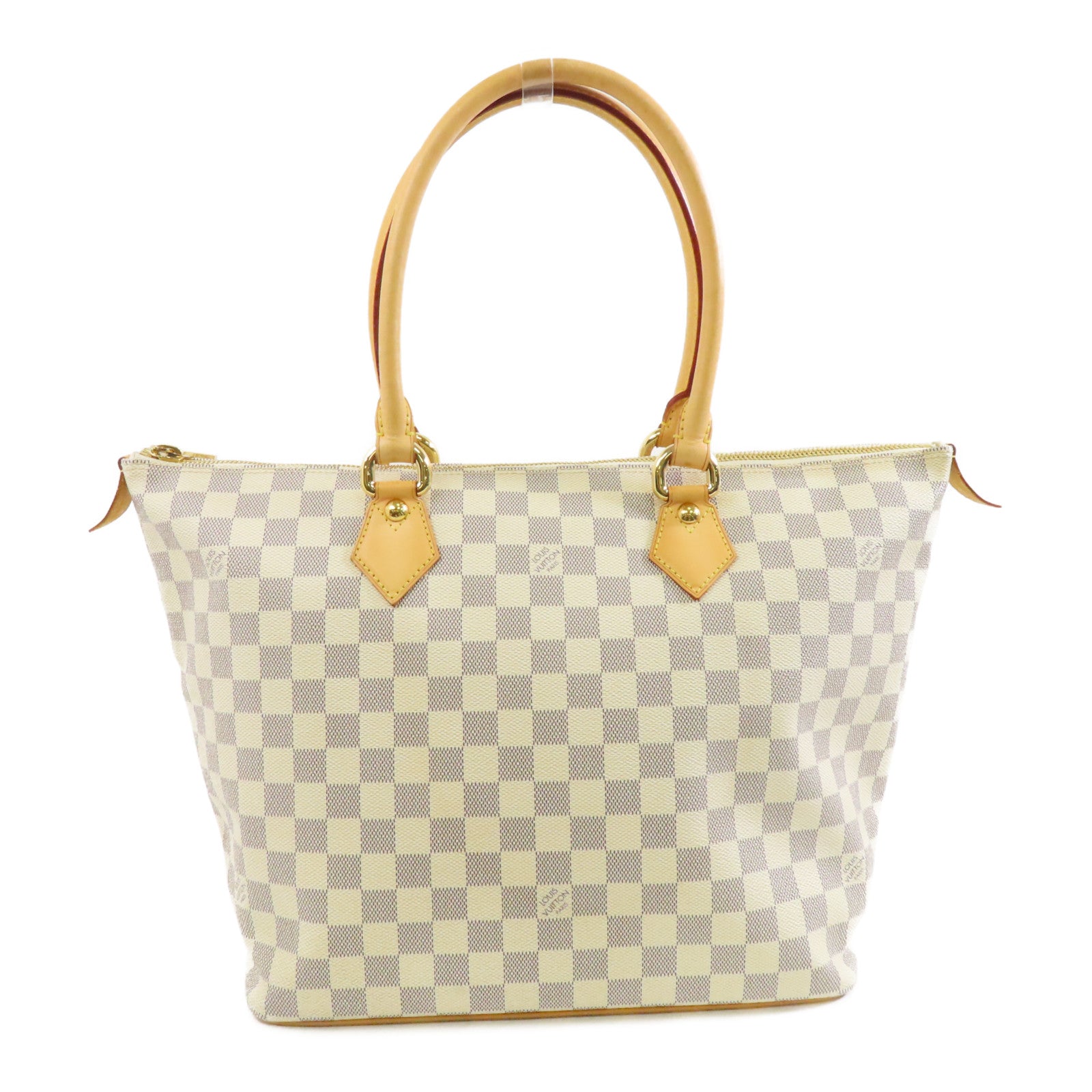 LOUIS VUITTON 【激減優惠】Damier Azur Saleya MM金扣手挽袋/肩背袋白色