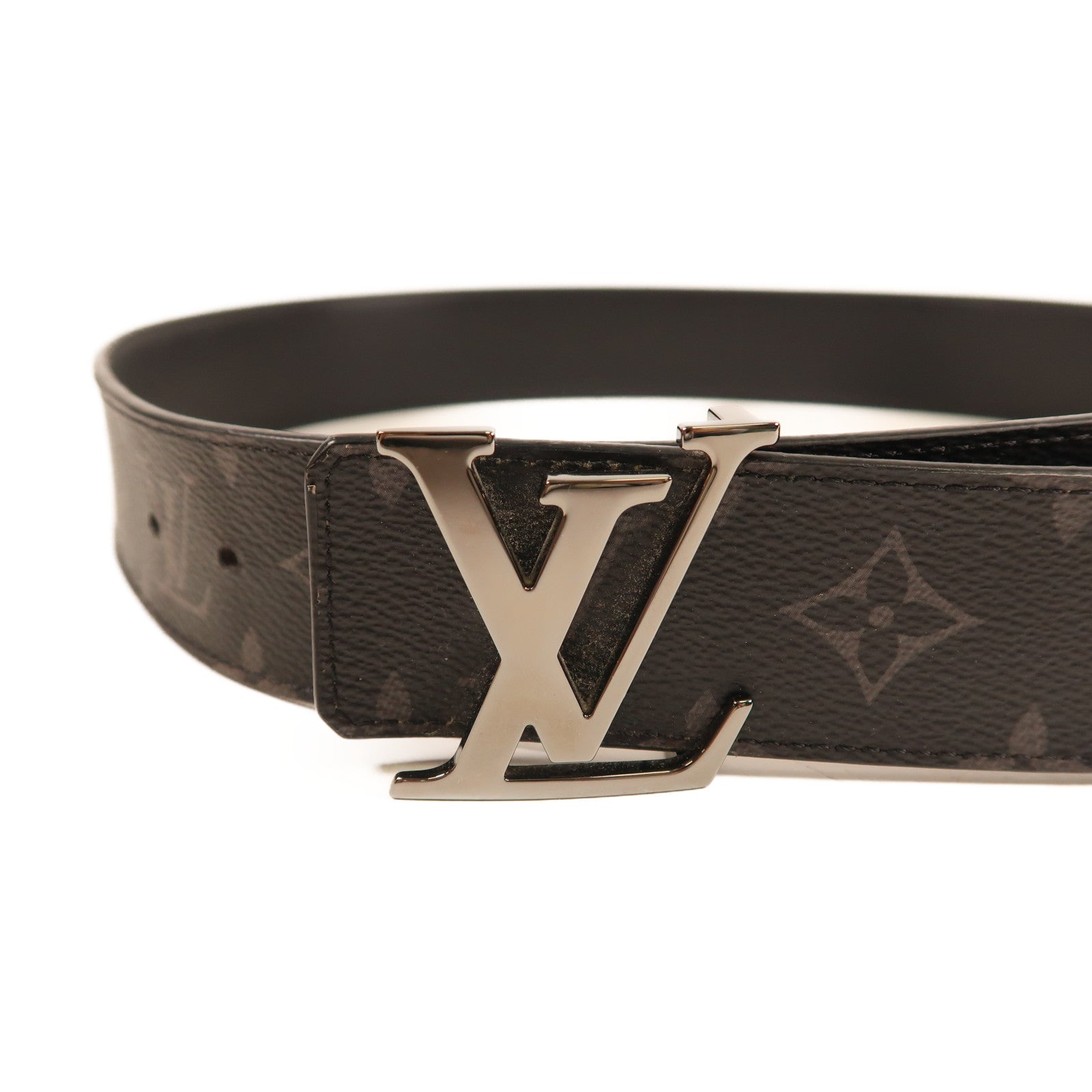 LOUIS VUITTON Monogram Eclipse Initiages 40銀扣皮帶