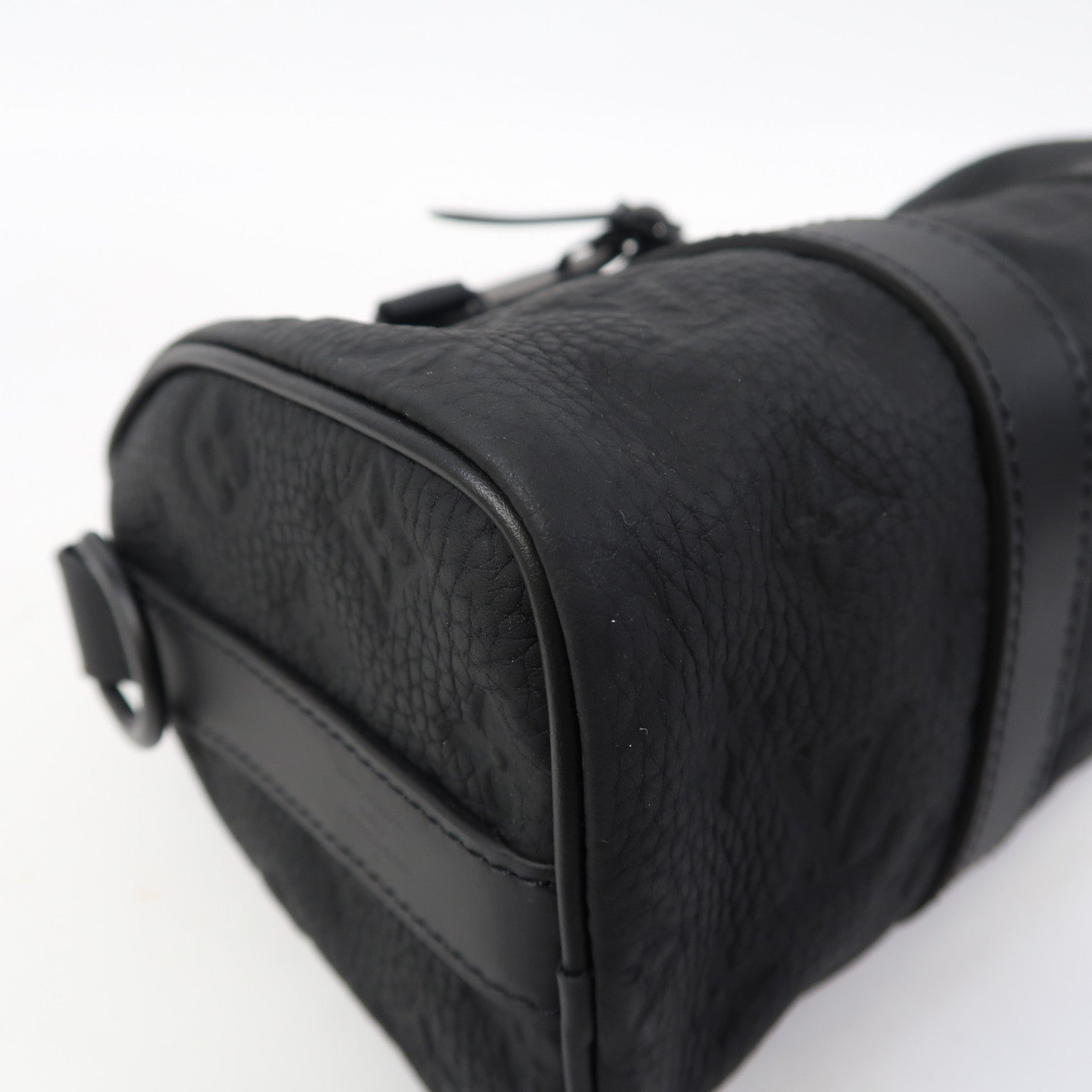 LOUIS VUITTON Monogram Taurillon Leather Keepall Bandoulière 25手挽肩背兩用袋黑色