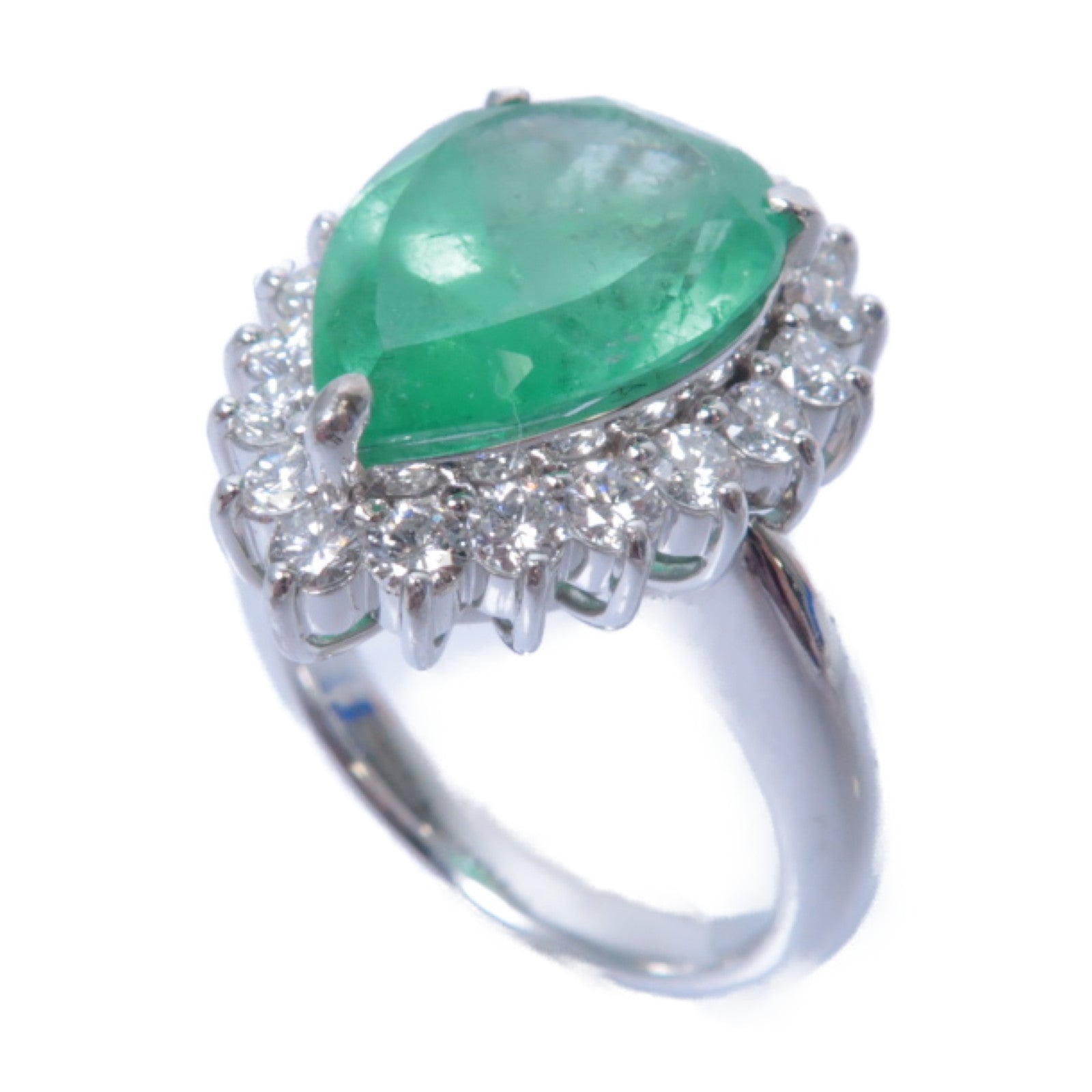 JEWELRY 【激減優惠】PT900鉑金Emerald/Diamond Ring 5.419ct綠寶石/0.92ct鑽石戒指US#6