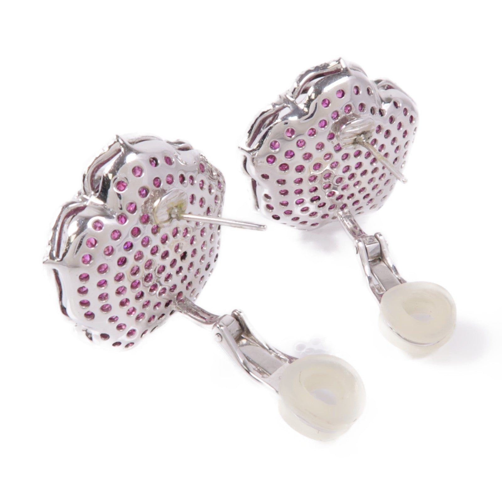 JEWELRY Ruby Diamond Earrings 18K White Gold