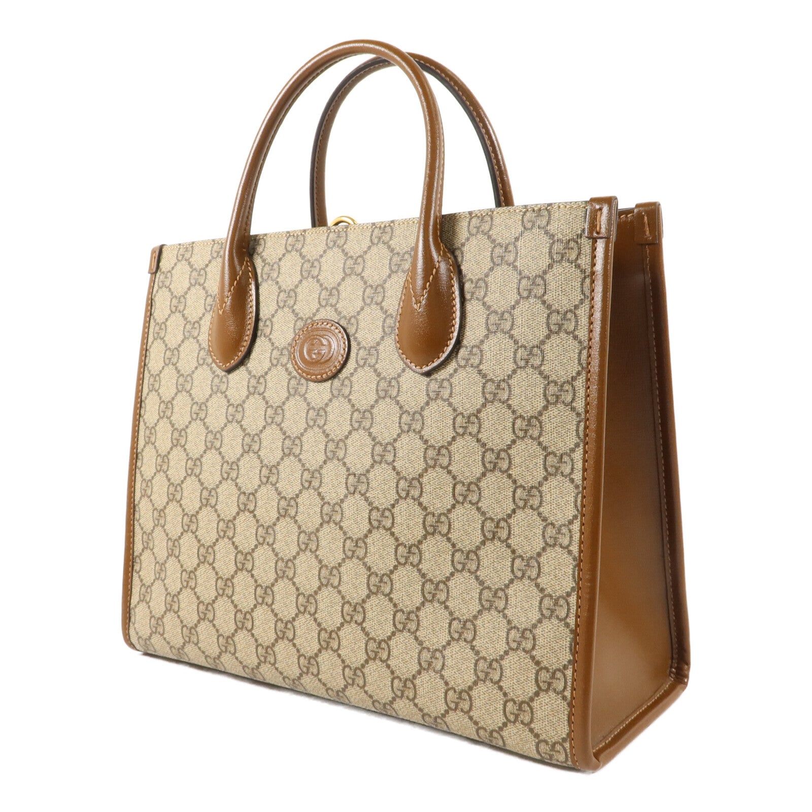 GUCCI 塗層帆布Interlocking G手挽肩背兩用袋
