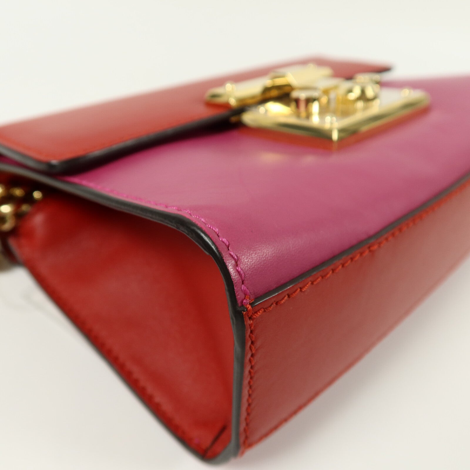 GUCCI 牛皮皮革Padlock Bicolor鏈帶肩背袋