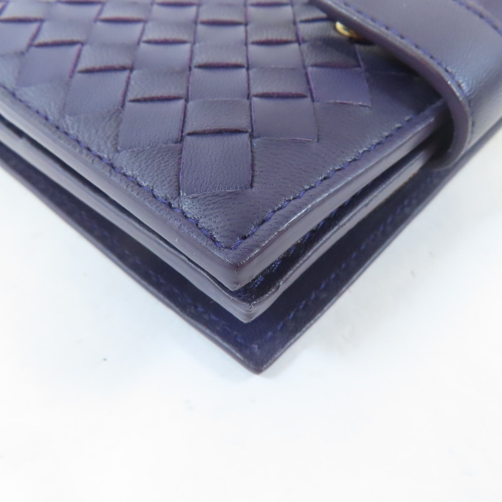 BOTTEGA VENETA 【激減優惠】羊皮皮革Wallet金扣錢包紫色