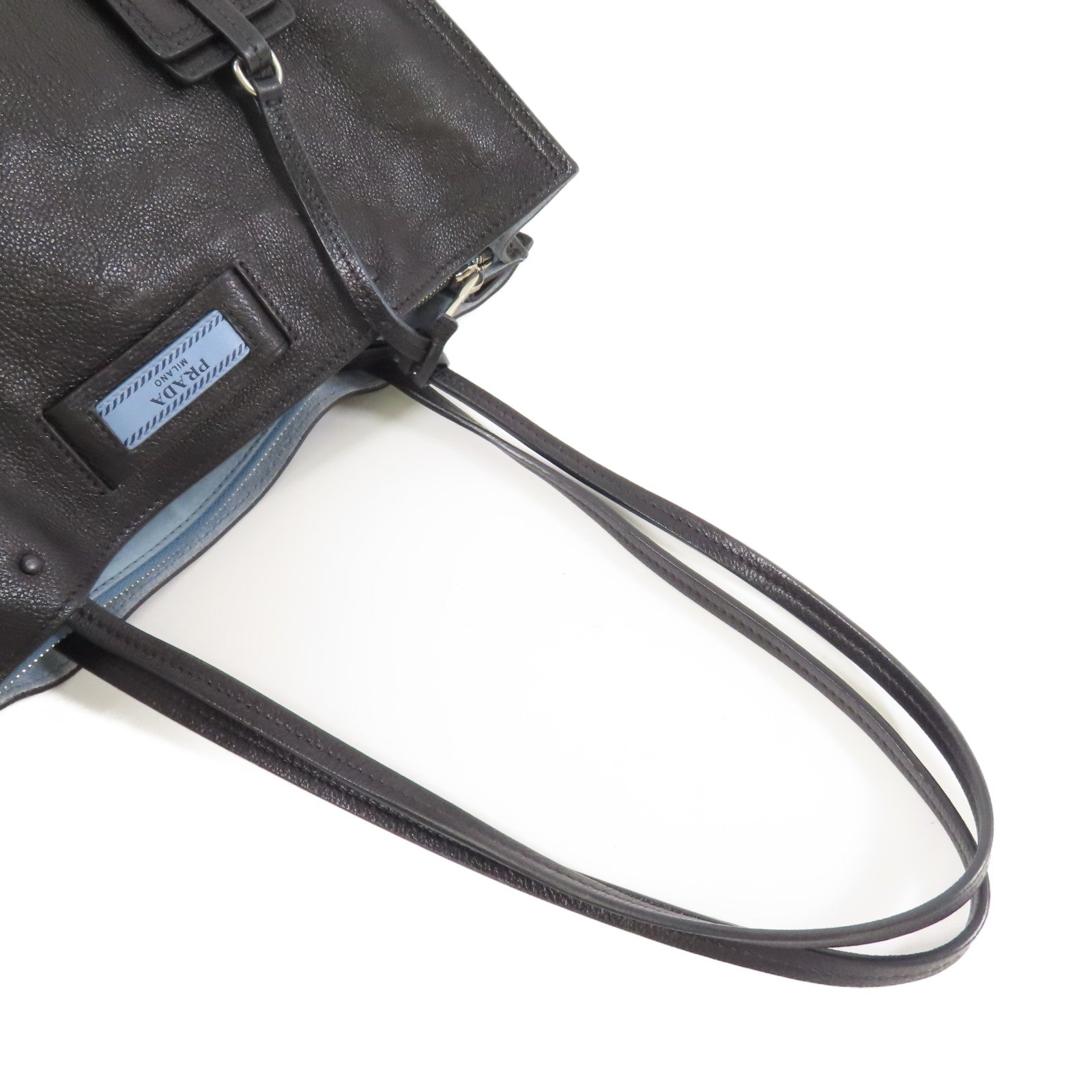 PRADA Glace Calf牛皮皮革/麂皮皮革Tote Bag銀扣肩背袋