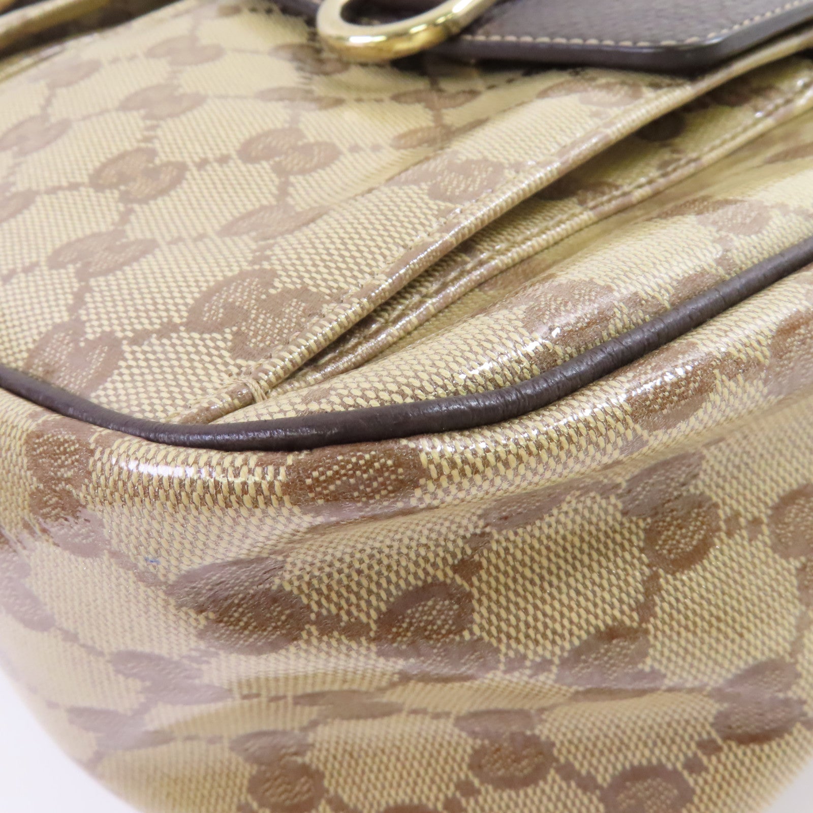 GUCCI 【激減優惠】塗層帆布Abbey Pocket Hobo金扣肩背袋啡色