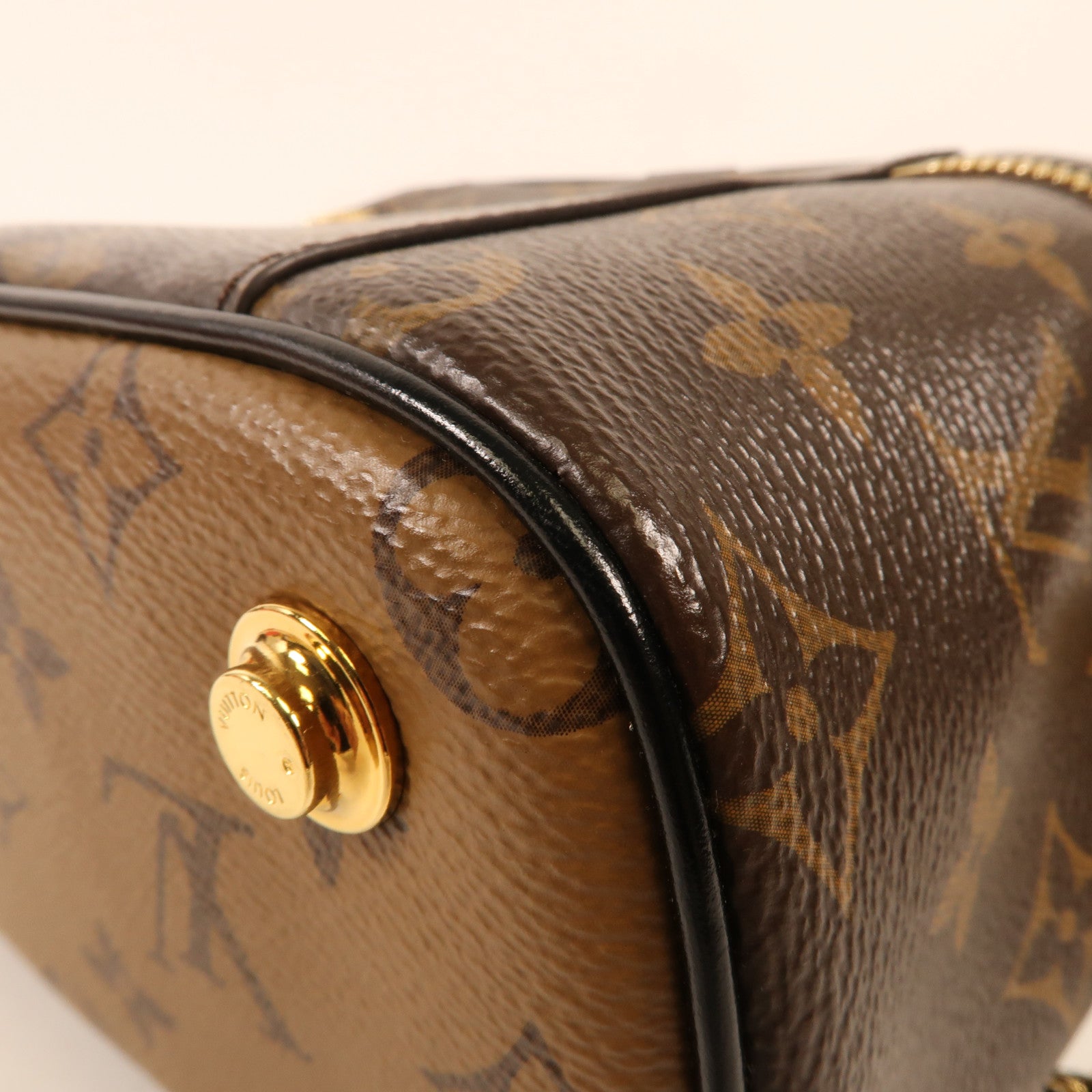 LOUIS VUITTON Monogram Reverse Vanity PM金扣手挽肩背兩用袋棕色