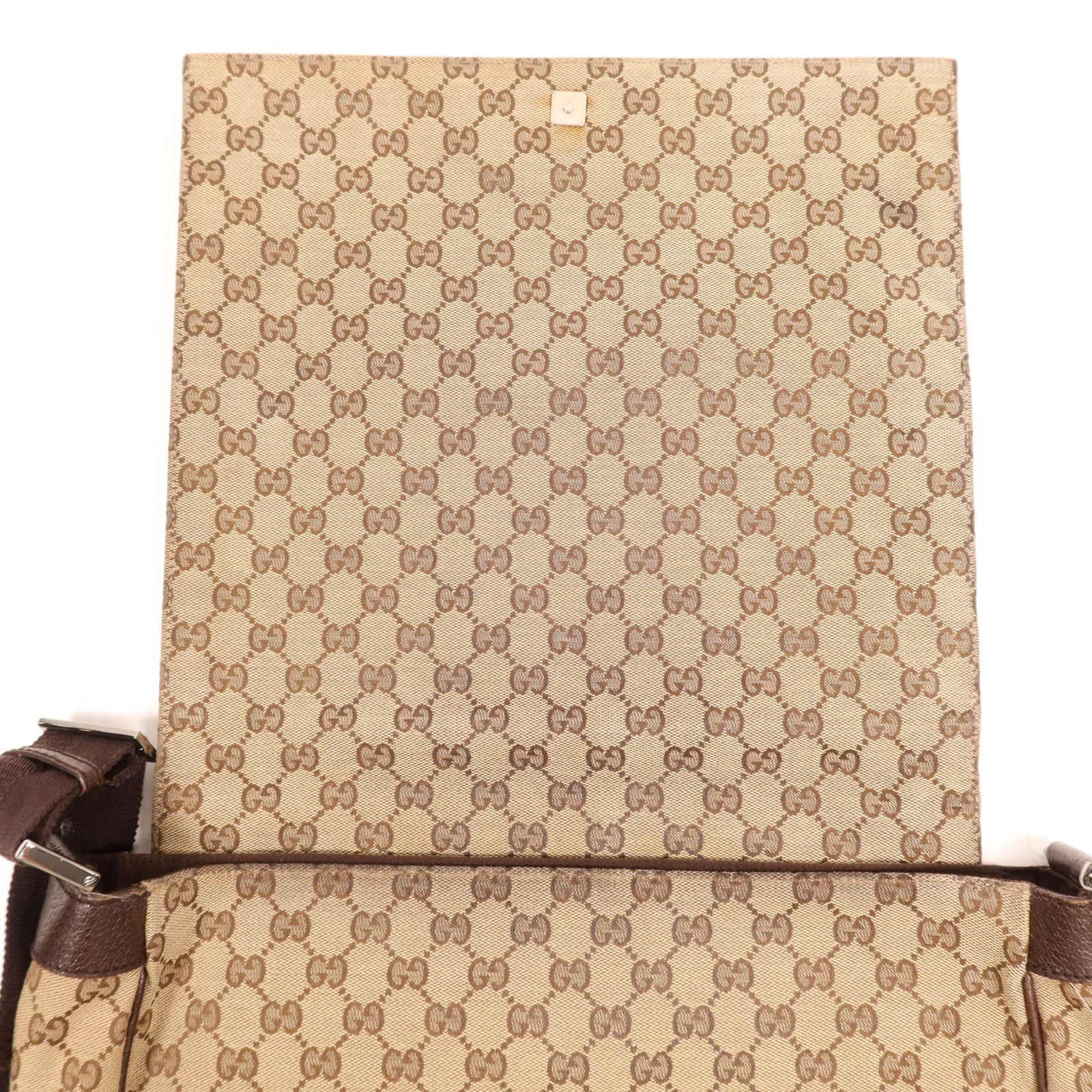 GUCCI 帆布Shoulder Bag銀扣肩背袋