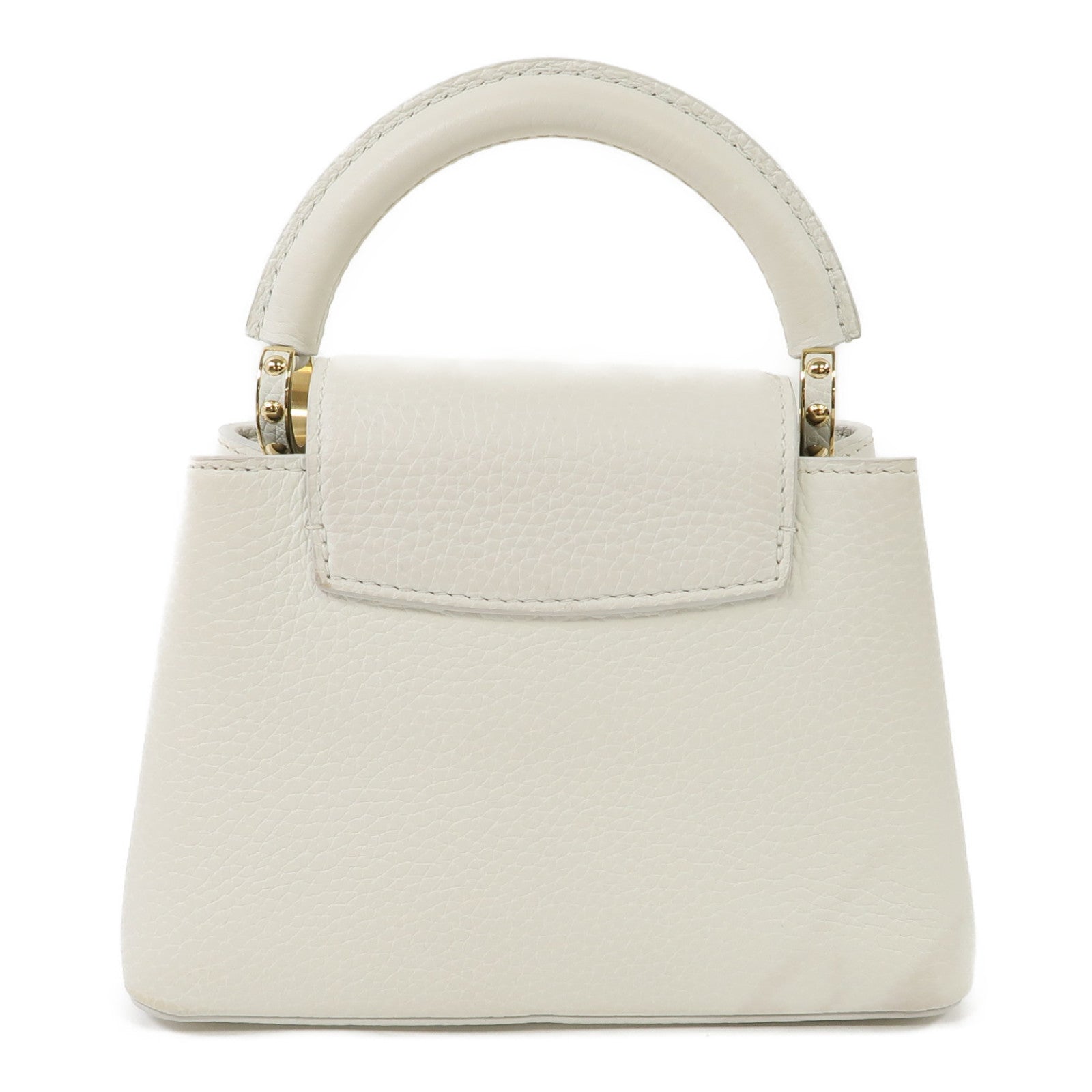 LOUIS VUITTON 牛皮皮革Capucines Mini金扣手挽肩背兩用袋白色