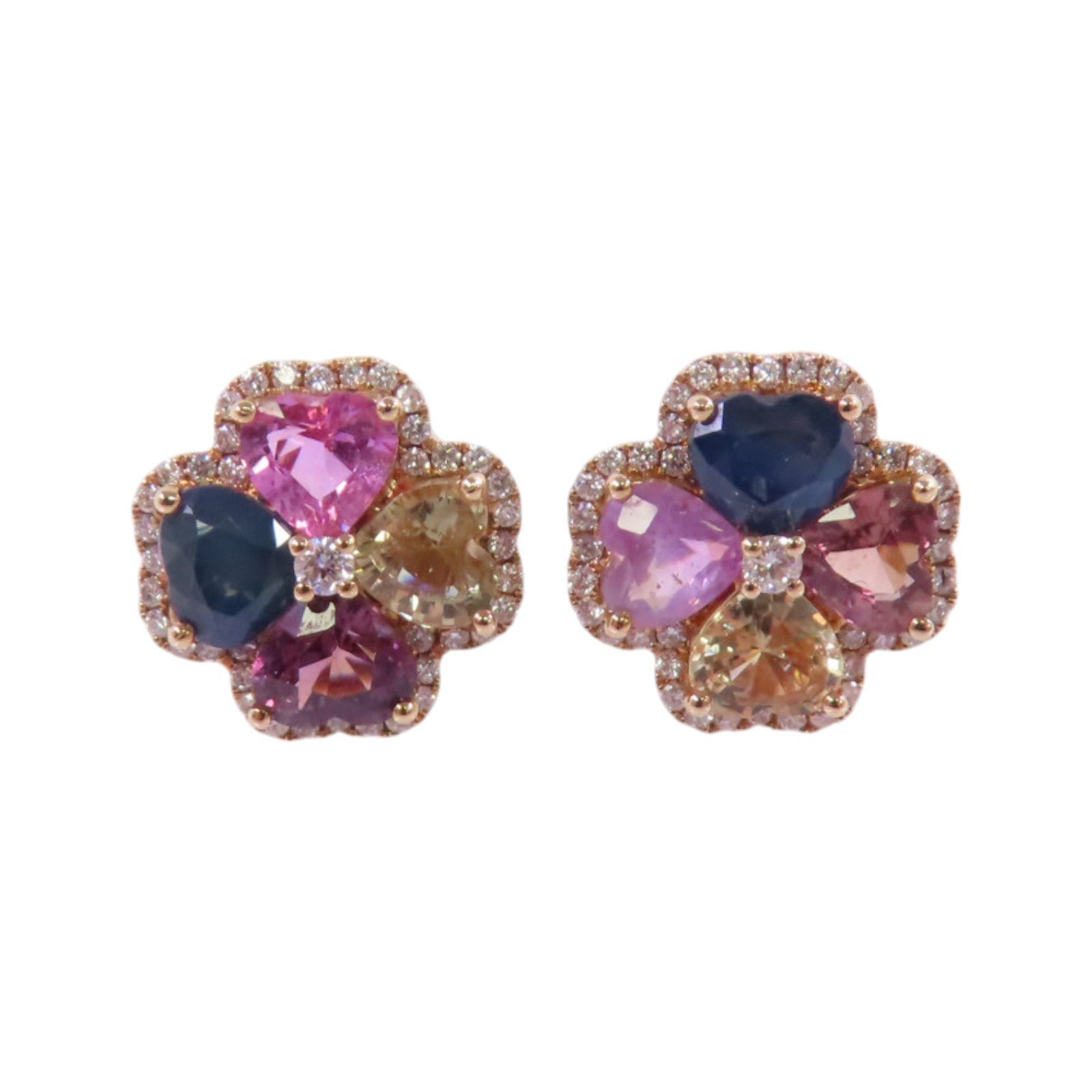 JEWELRY 18K玫瑰金/彩色藍寶石/鑽石Multi Sapphire Diamond Earrings耳環