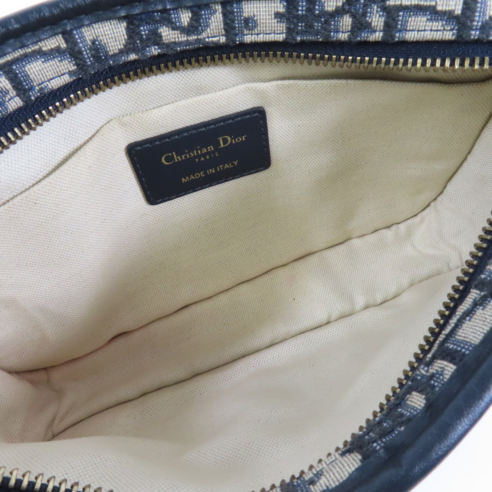 Dior 帆布Pouch金扣手拿包藍色