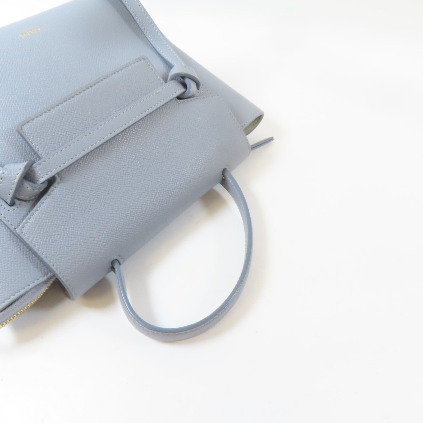 CELINE 牛皮皮革Nano Belt Bag金扣手挽肩背兩用袋淺藍色
