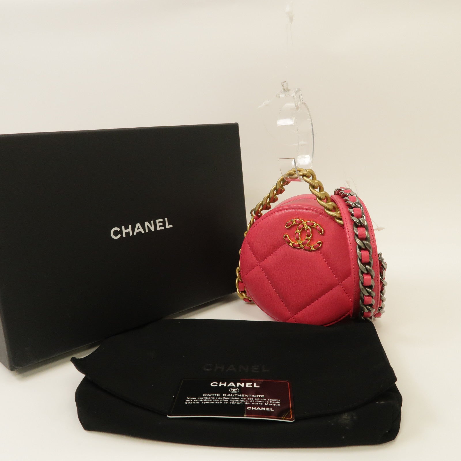 CHANEL 【激減優惠】菱格皮革Shoulder Bag金扣/銀扣鏈帶肩背袋粉紅色