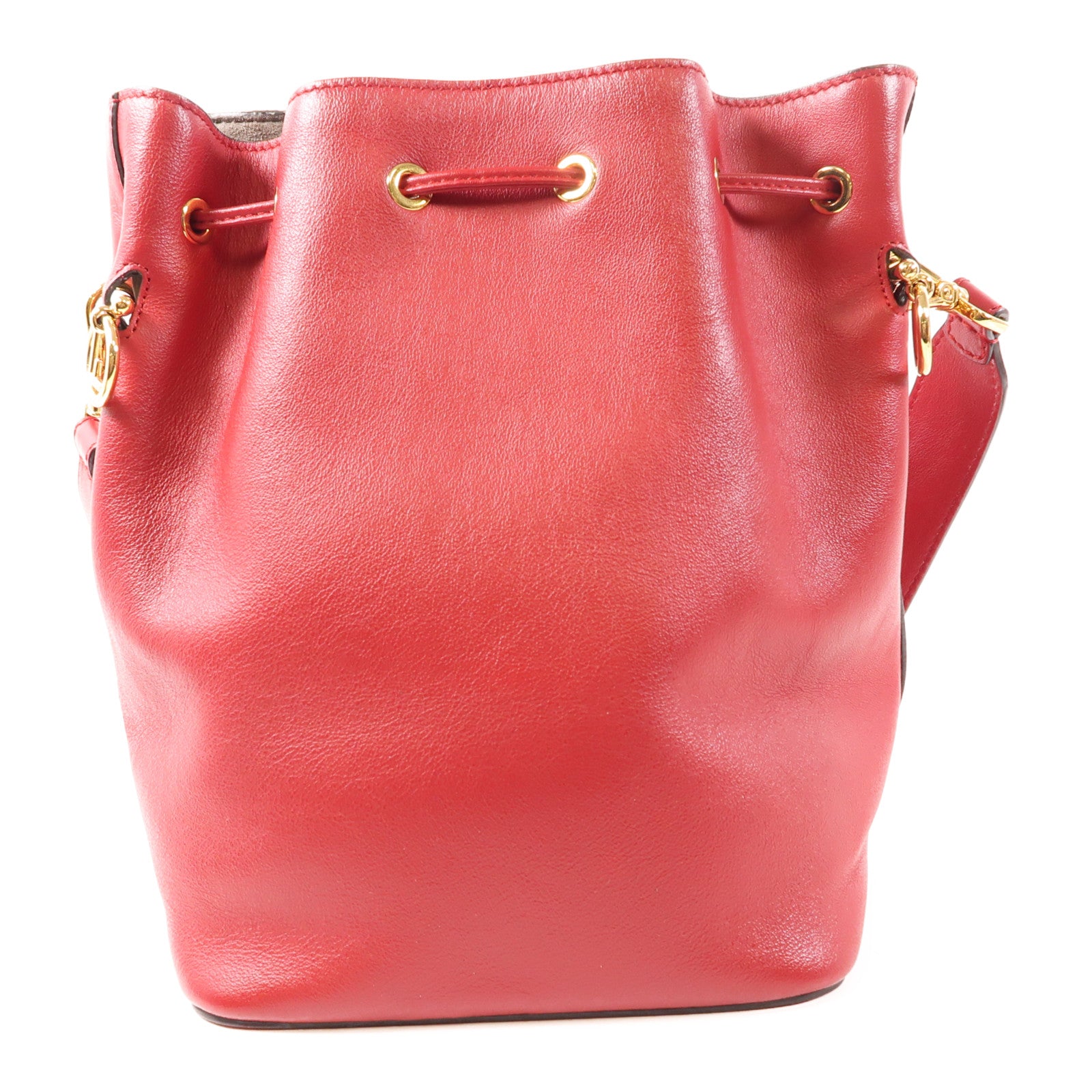 FENDI GHW Mon Tresor Shoulder Bag 8BT298 Calfskin Leather Red