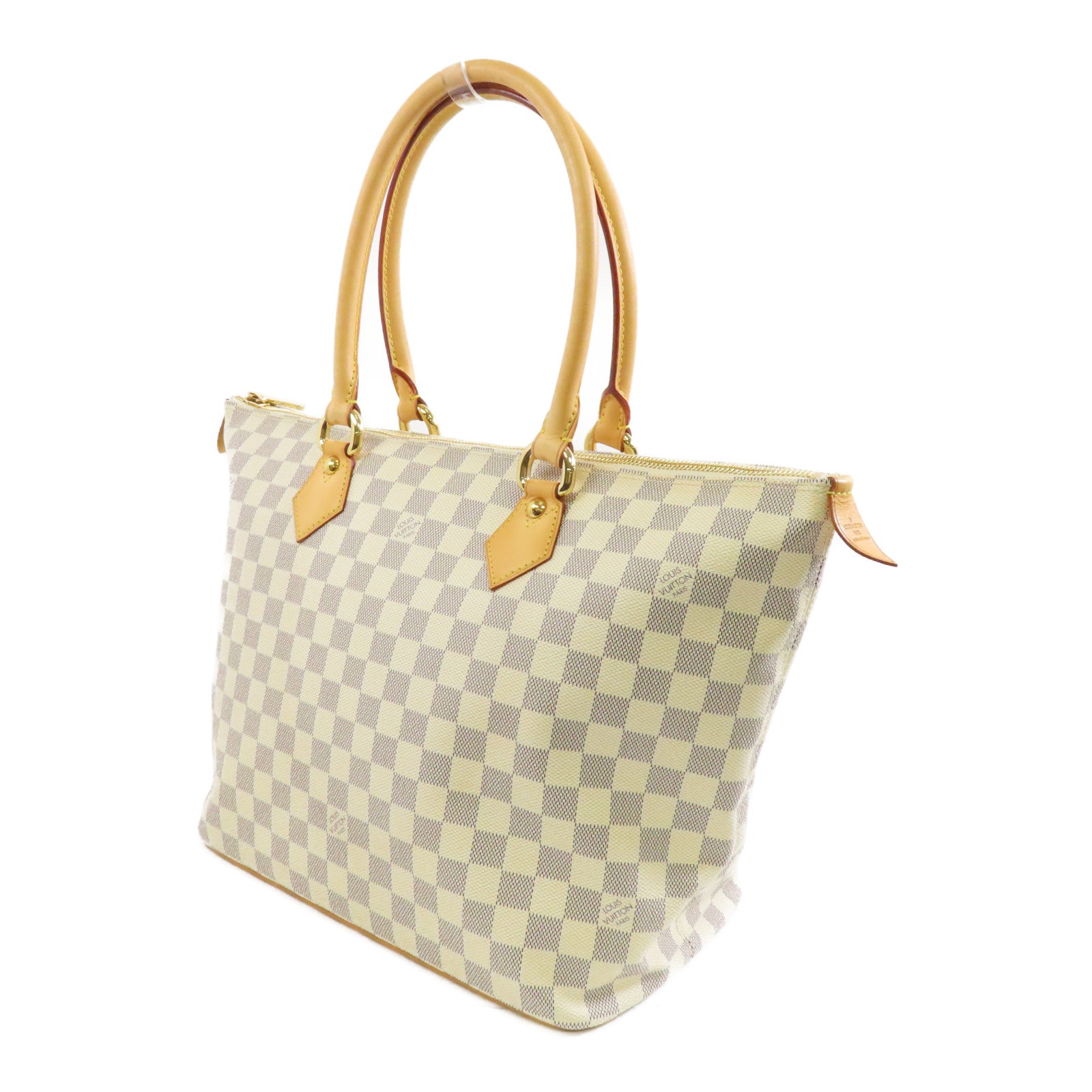 LOUIS VUITTON 【激減優惠】Damier Azur Saleya MM金扣手挽袋/肩背袋白色