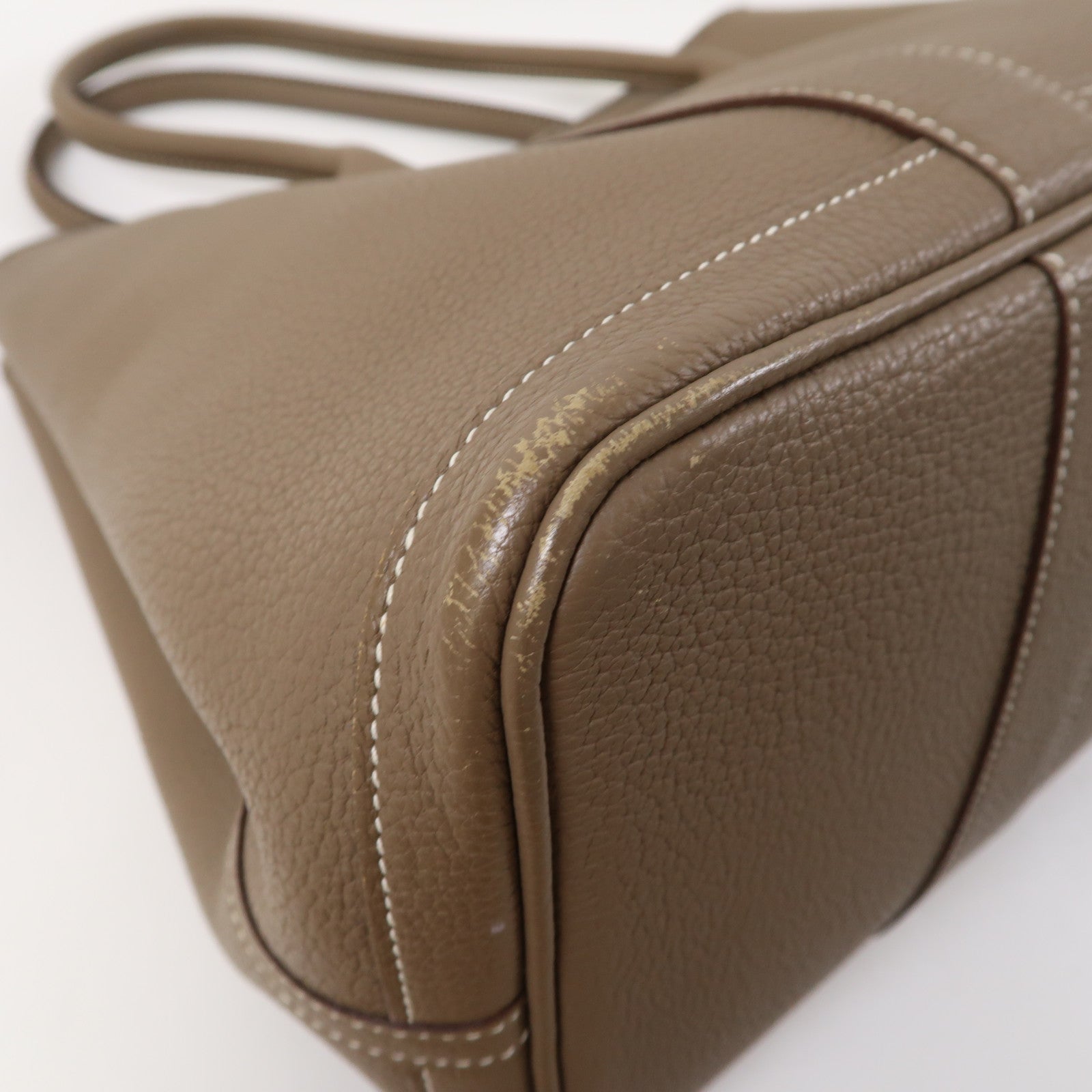 HERMES 【激減優惠】Clemence皮革GardenParty PM銀扣手挽袋大象灰色