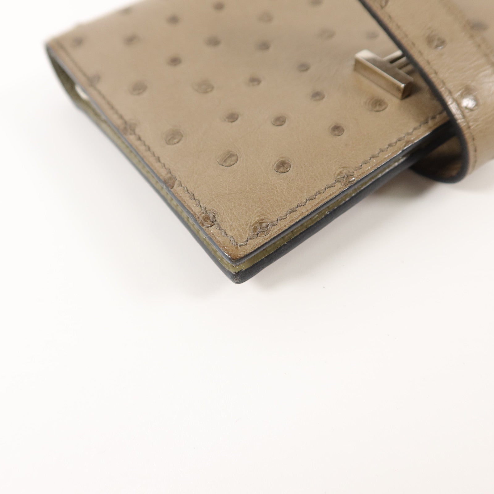 HERMES 鴕鳥皮革Bearn Bifold Wallet錢包Mousse
