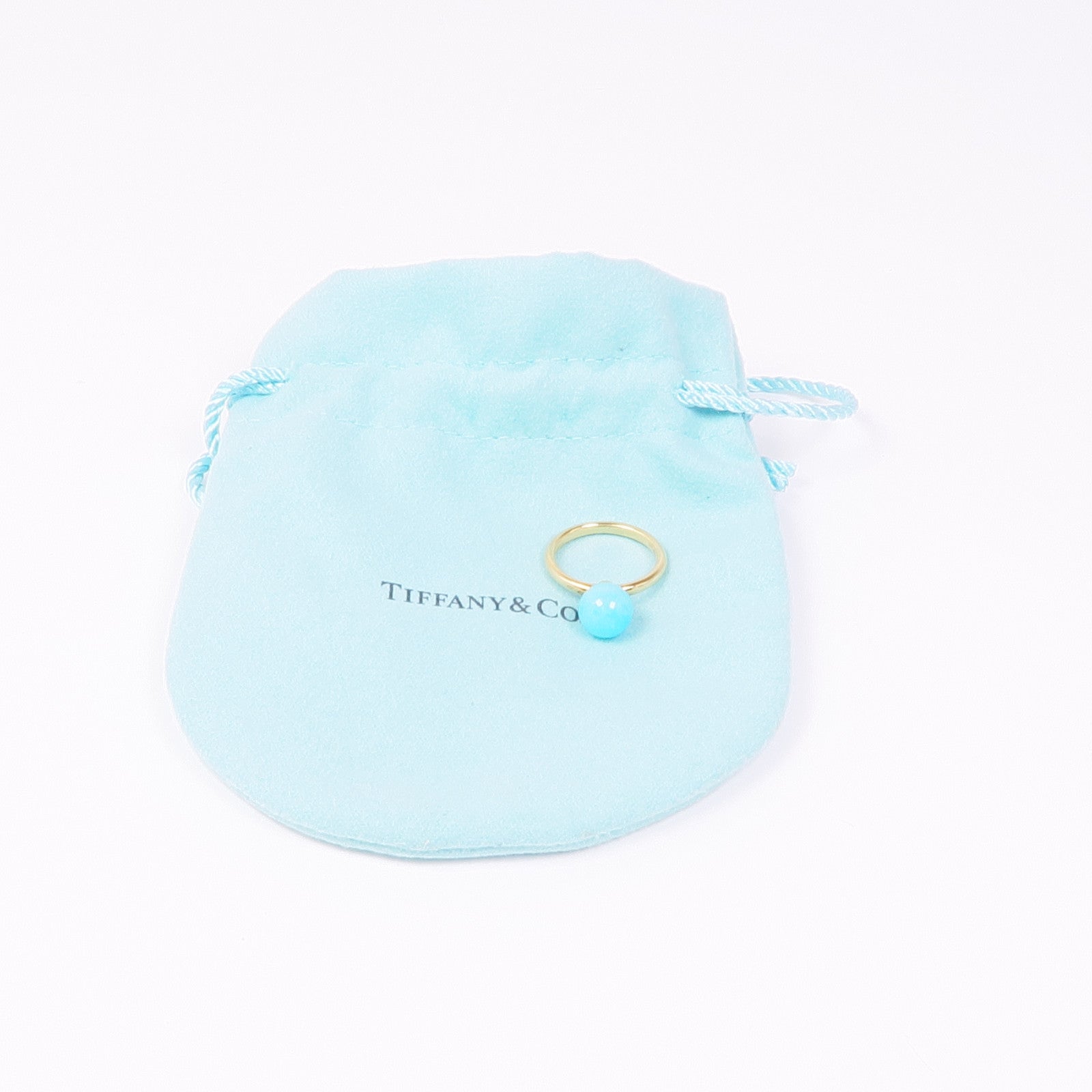 TIFFANY＆CO 18K黃金Amazonite Ring天河石戒指US#4