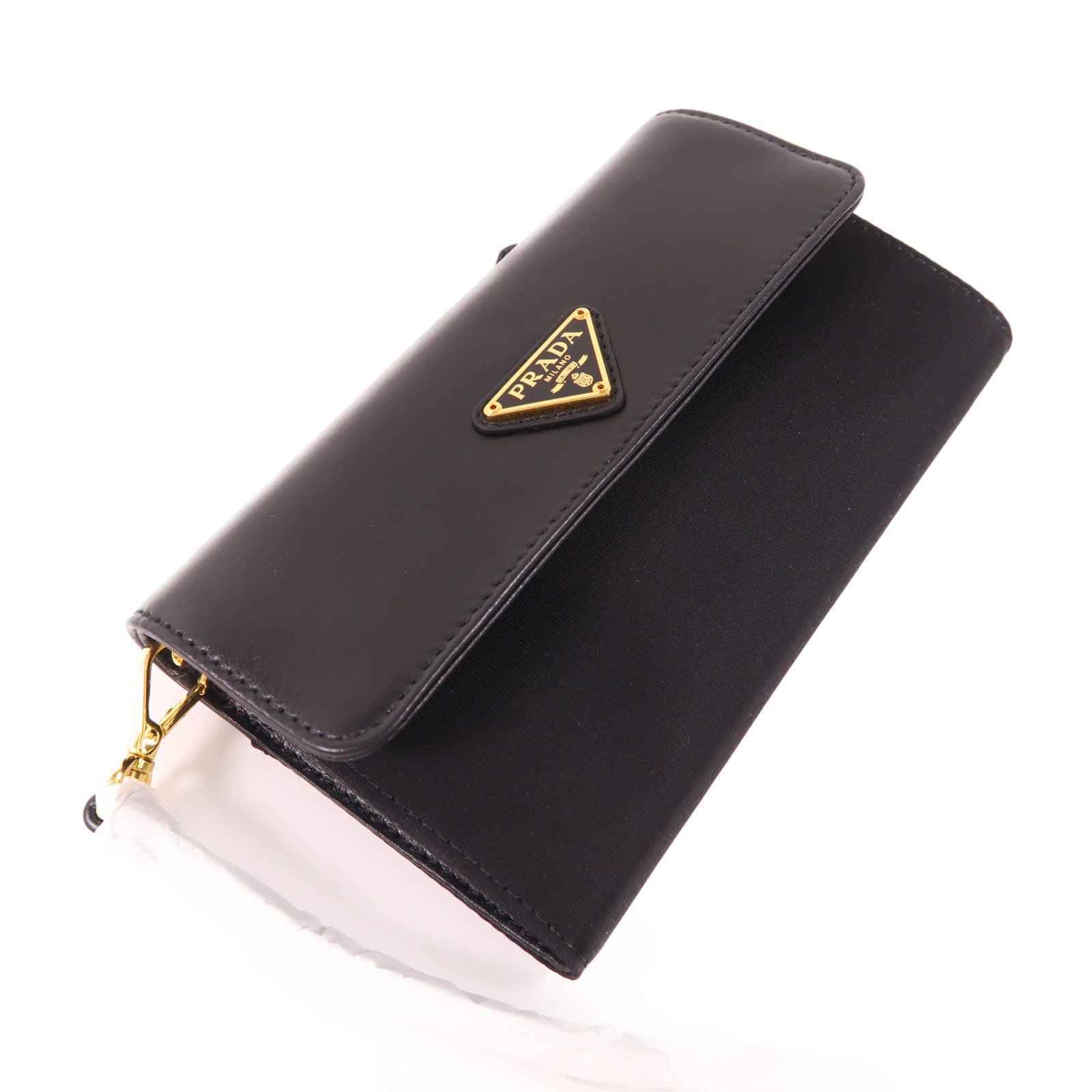 PRADA 尼龍/皮革Wallet金扣錢包