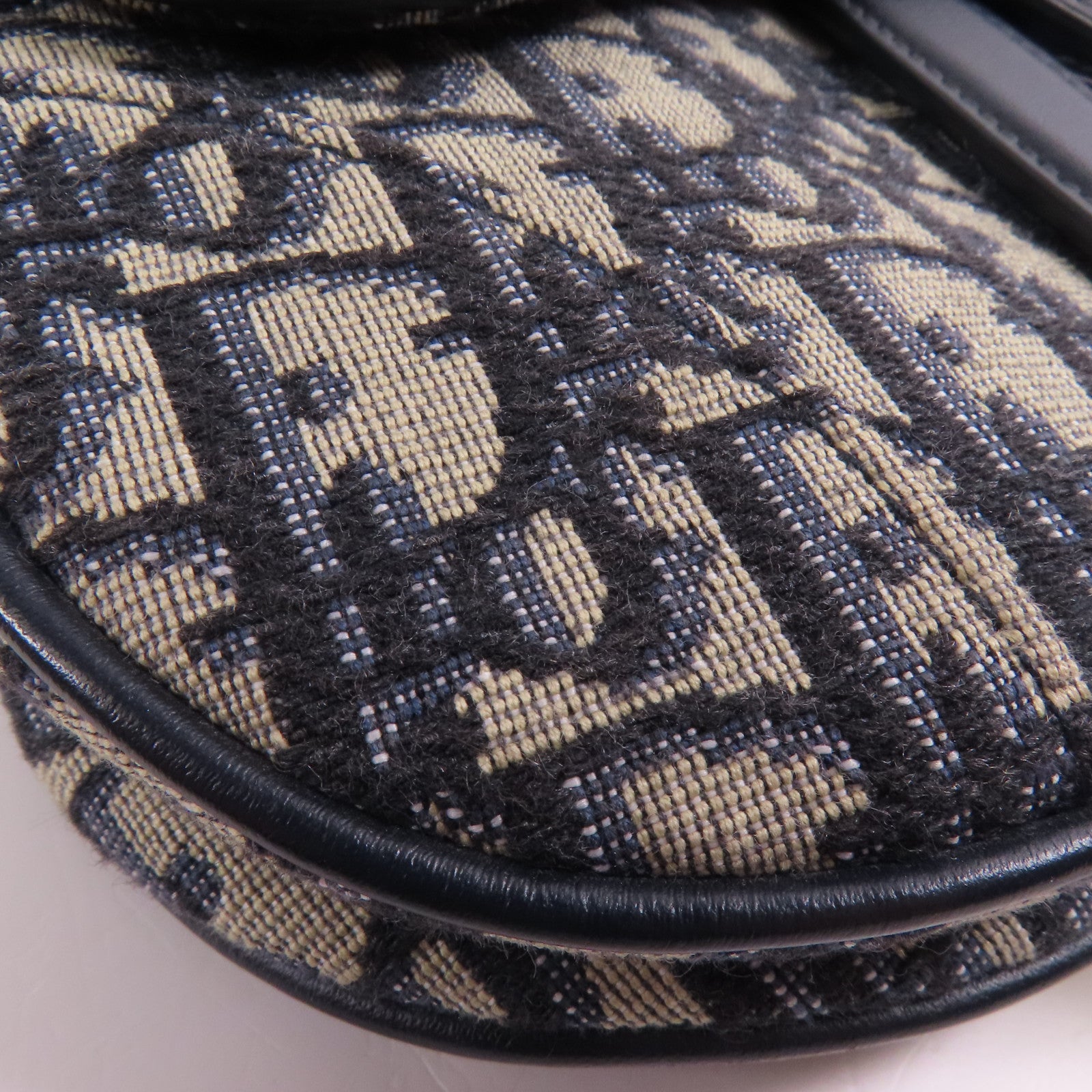 Dior CD GHW Saddle Handbag Canvas Navy/Beige