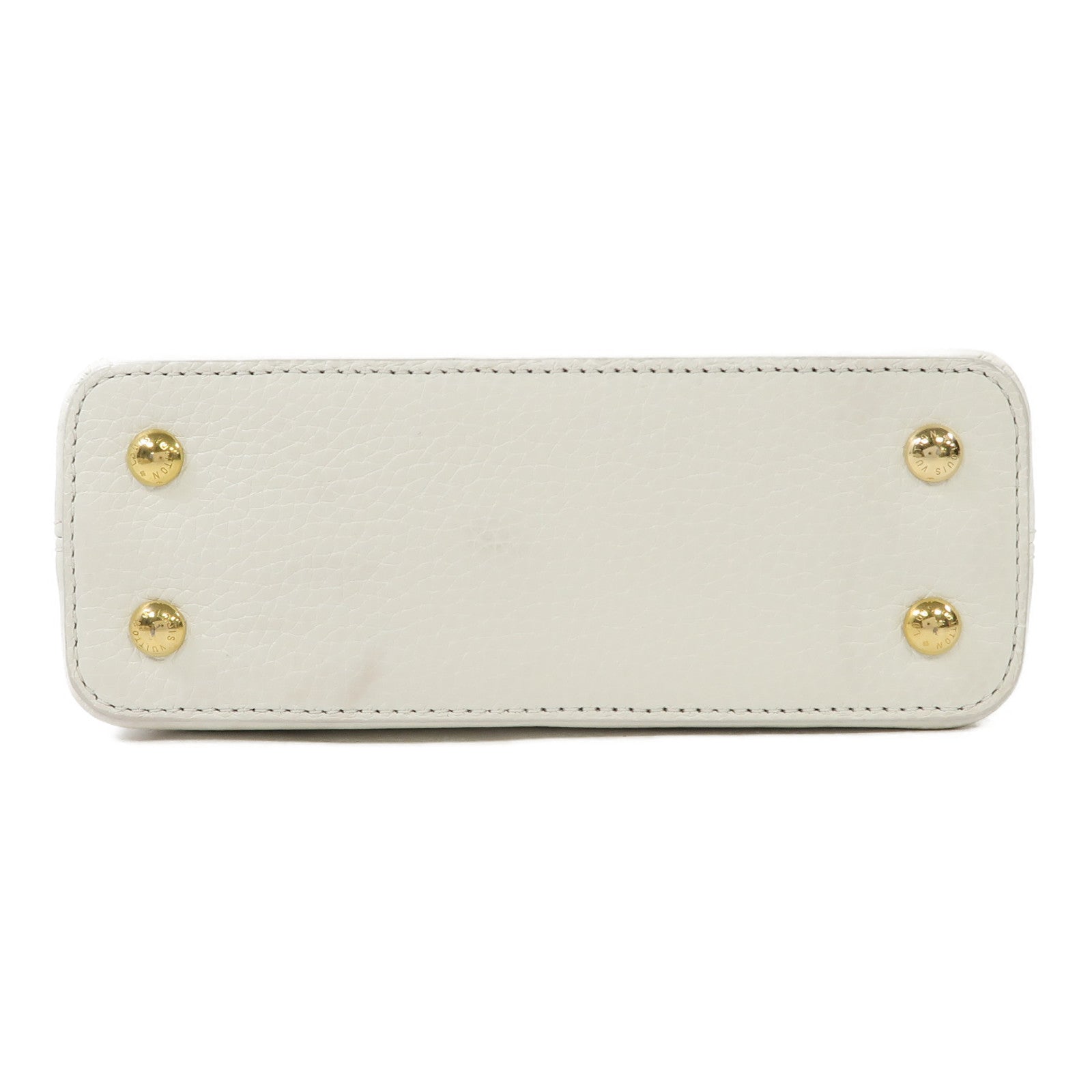 LOUIS VUITTON 牛皮皮革Capucines Mini金扣手挽肩背兩用袋白色