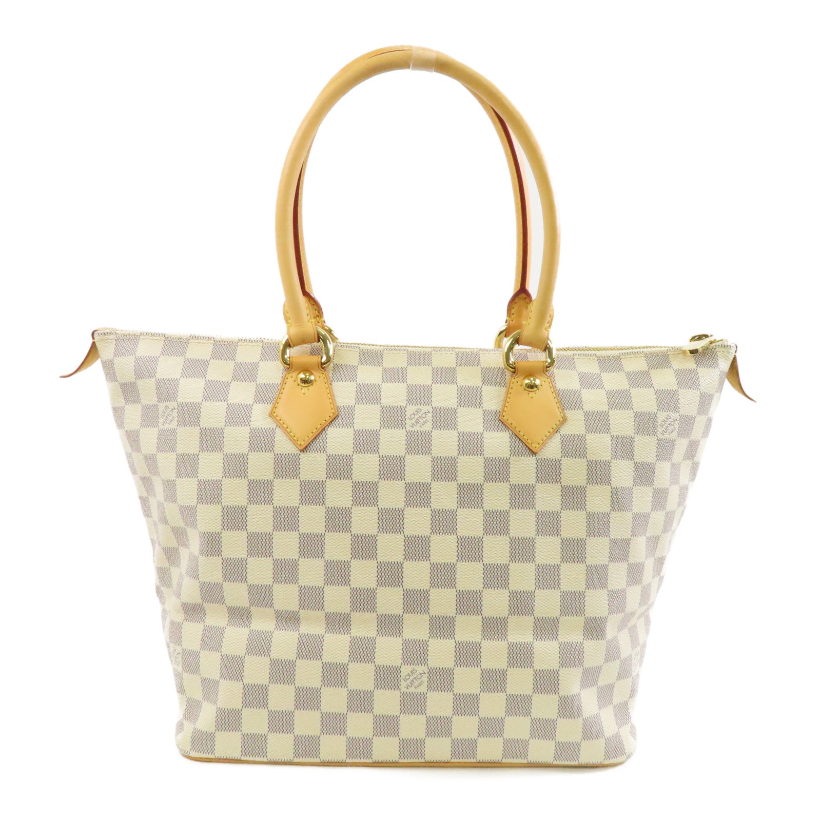 LOUIS VUITTON 【激減優惠】Damier Azur Saleya MM金扣手挽袋/肩背袋白色