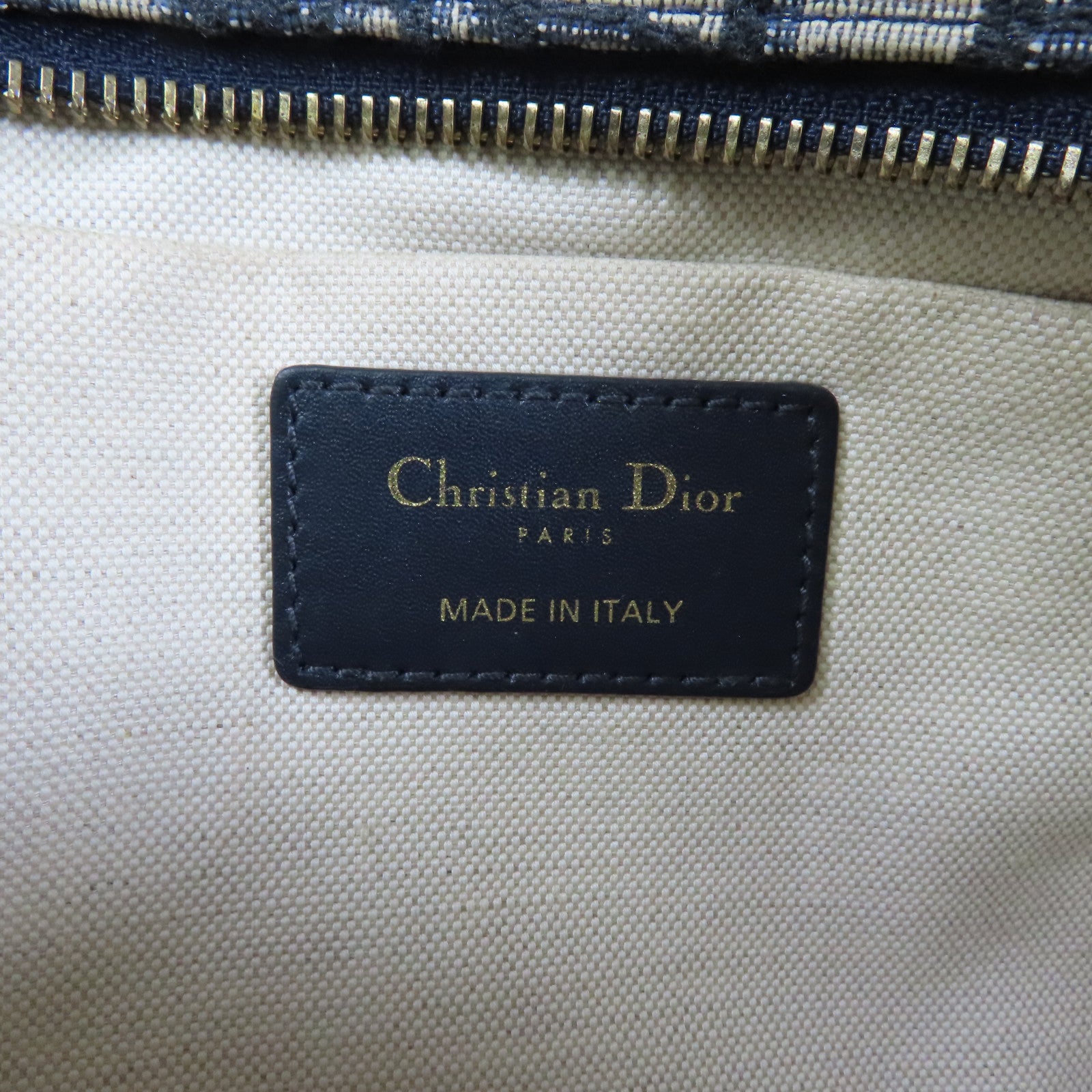 Dior 帆布Pouch金扣手拿包藍色