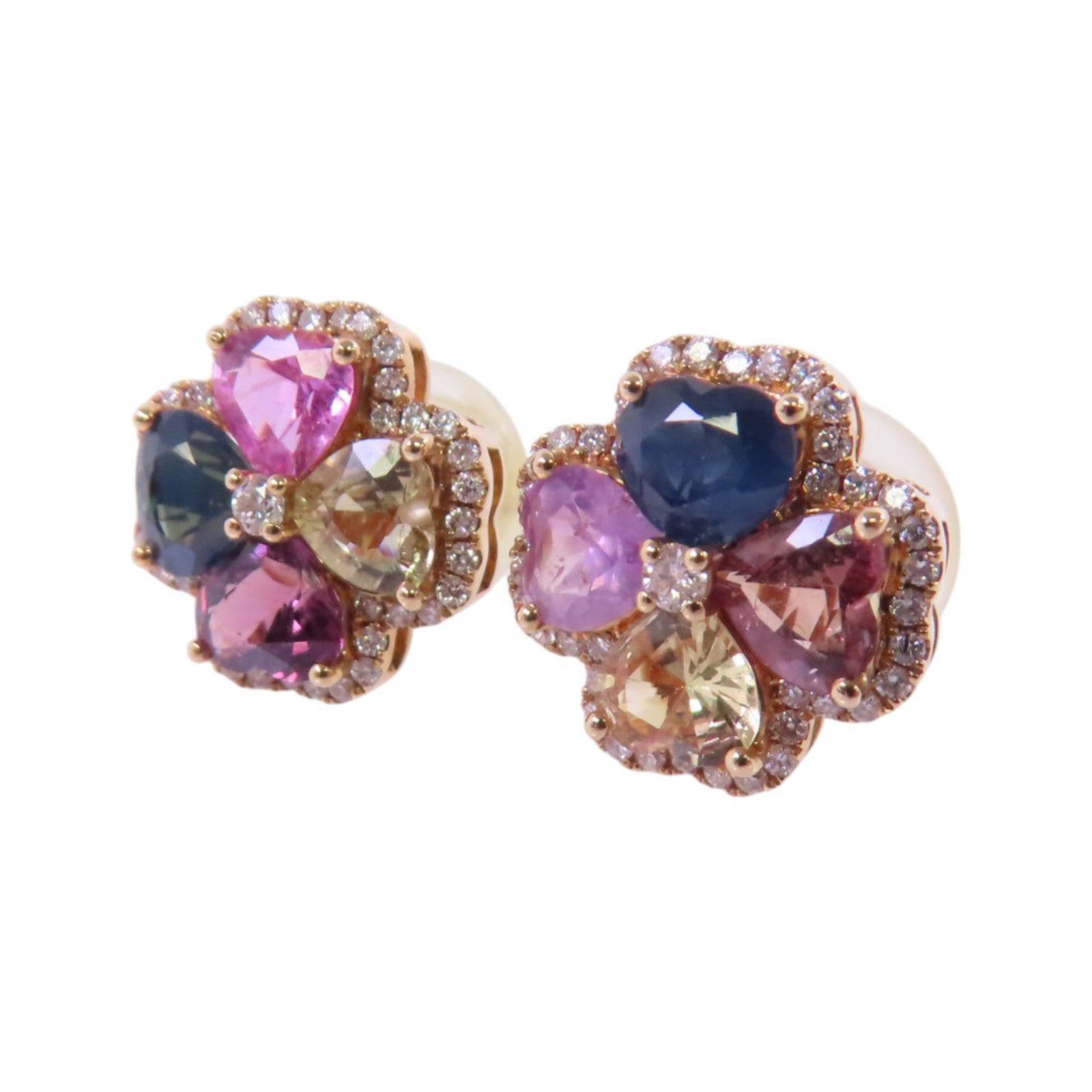 JEWELRY 18K玫瑰金/彩色藍寶石/鑽石Multi Sapphire Diamond Earrings耳環