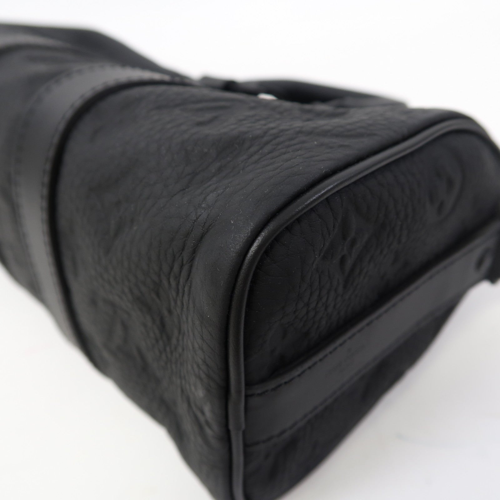 LOUIS VUITTON Monogram Taurillon Leather Keepall Bandoulière 25手挽肩背兩用袋黑色