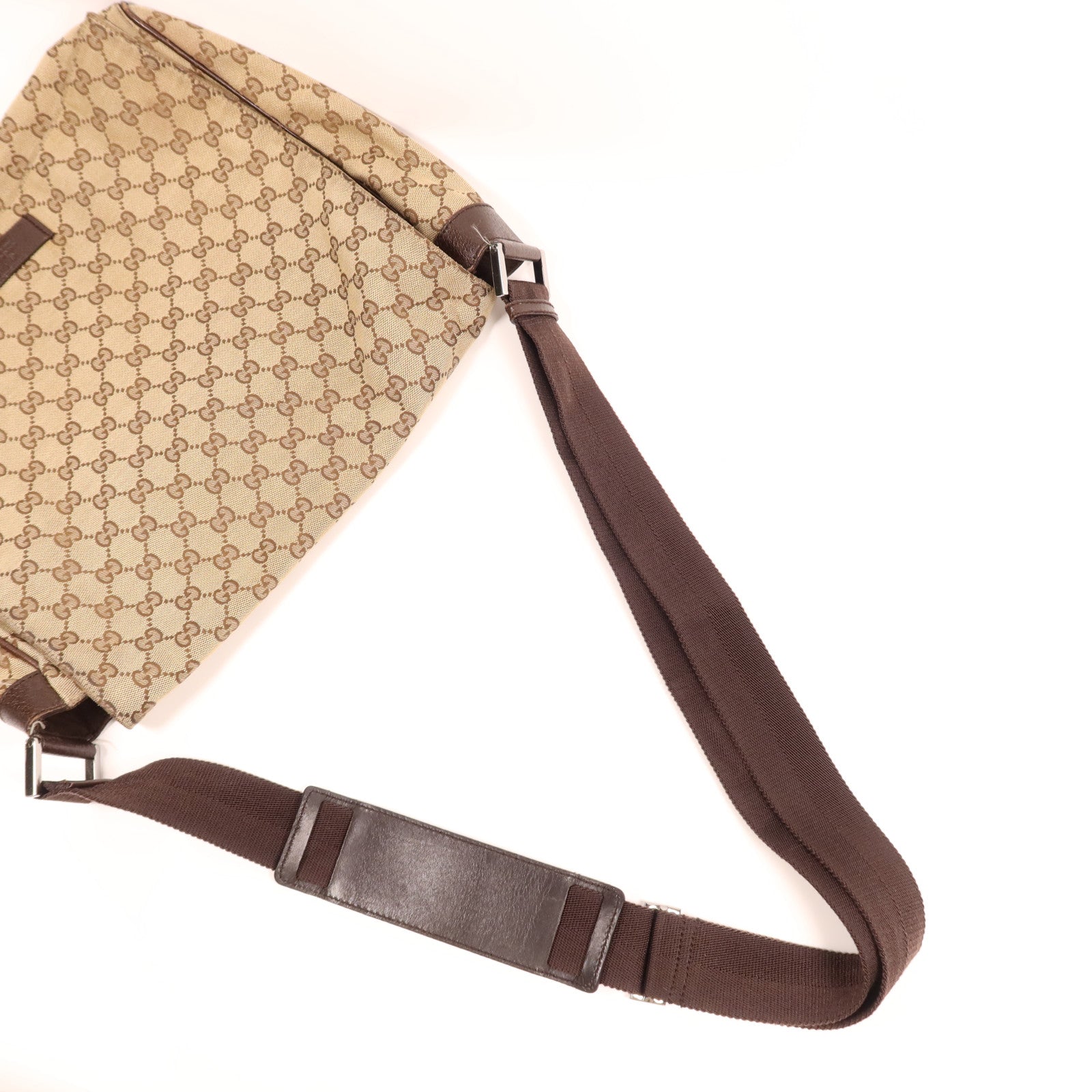 GUCCI 帆布Shoulder Bag銀扣肩背袋