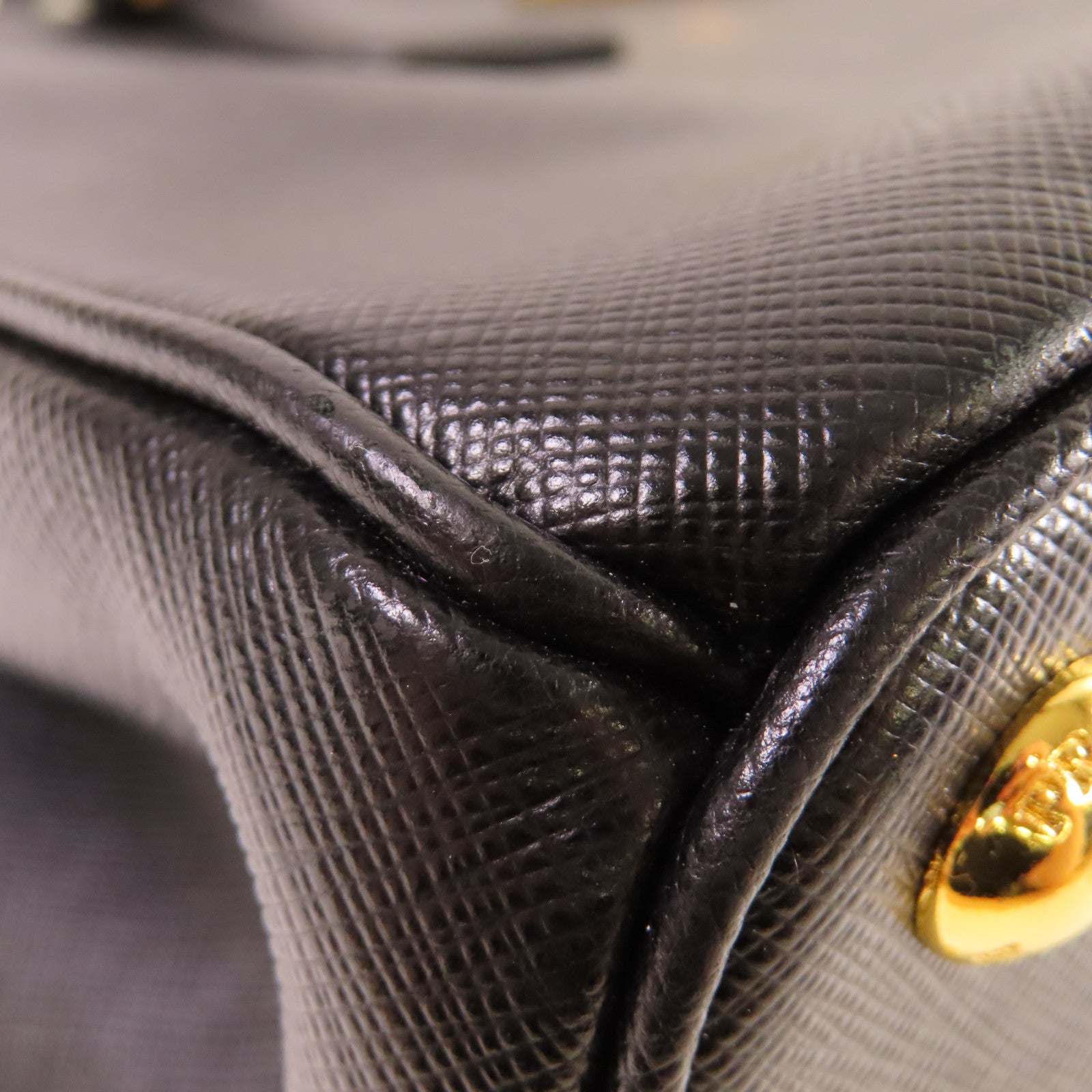 PRADA Saffiano Lux皮革Galleria 2Way Shoulder Bag金扣手挽肩背兩用袋黑色