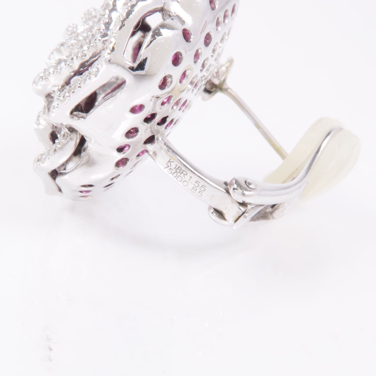 JEWELRY Ruby Diamond Earrings 18K White Gold