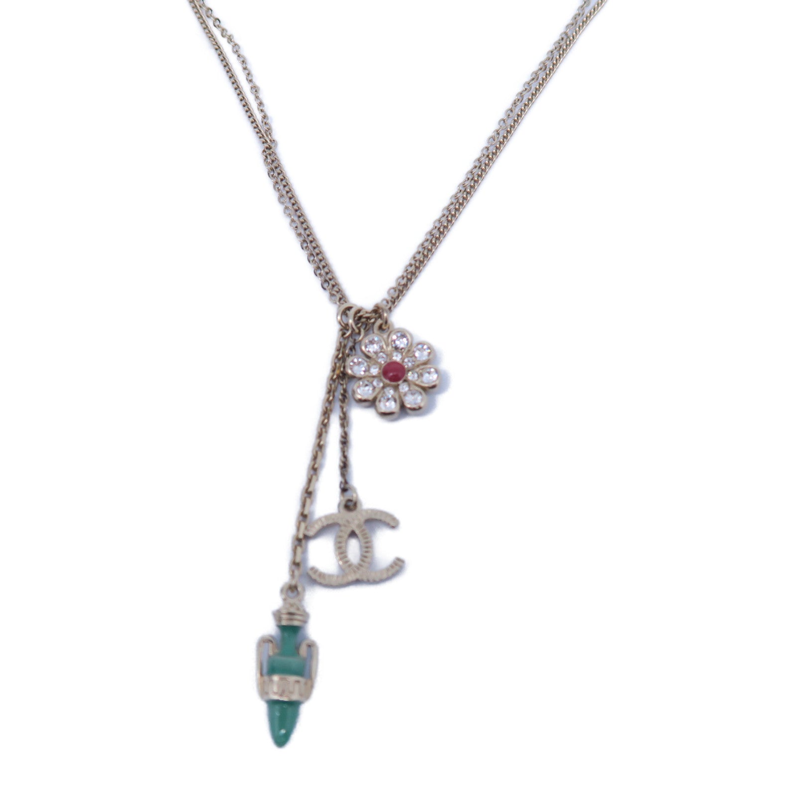 CHANEL 【激減優惠】金屬Necklace項鍊金色/綠色/粉紅色