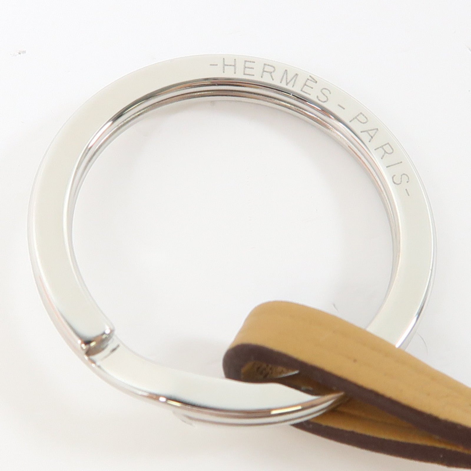 HERMES 【激減優惠】Swift皮革Key Ring銀扣鑰匙扣啡色