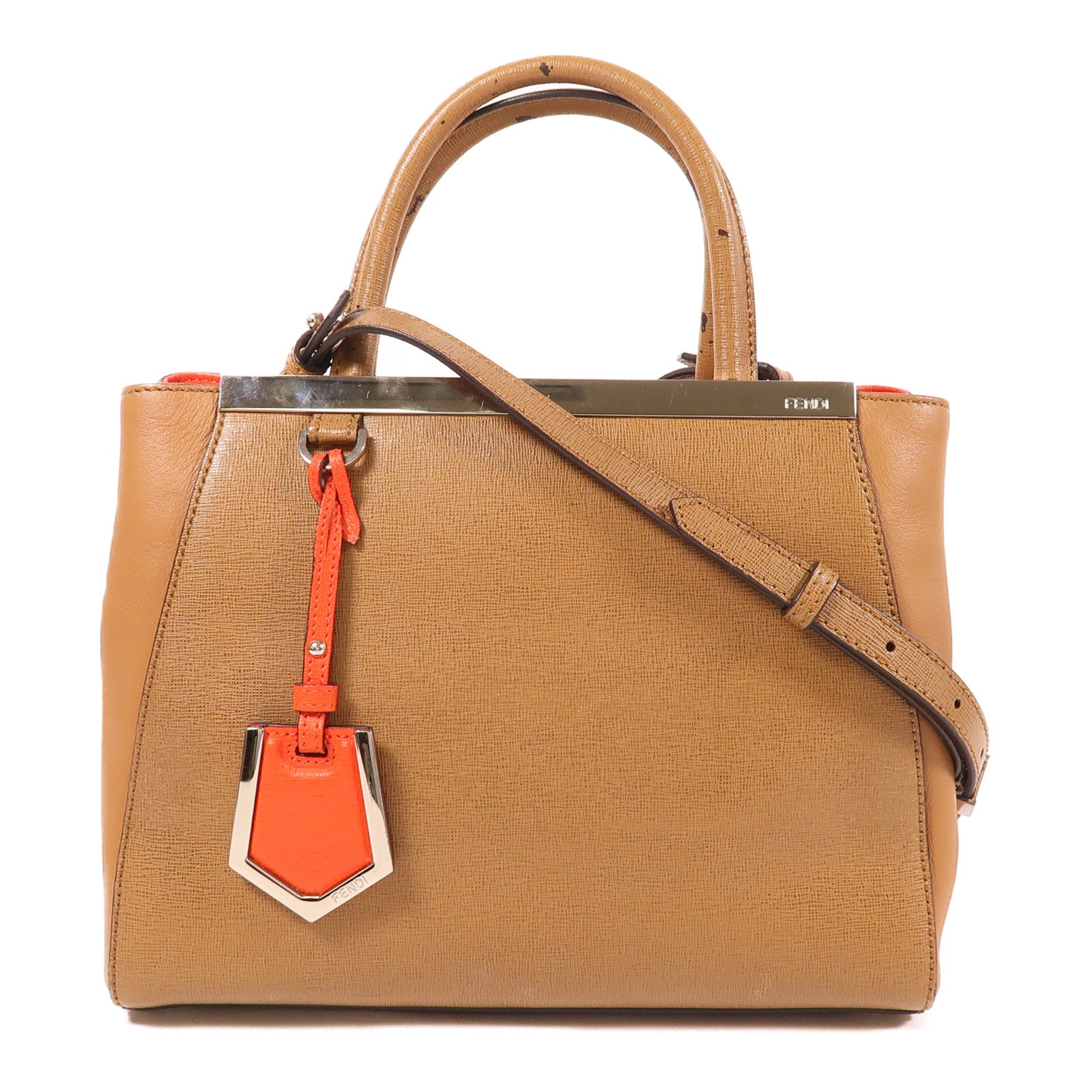 FENDI 羊皮皮革2 Way Shoulder銀扣手挽肩背兩用袋