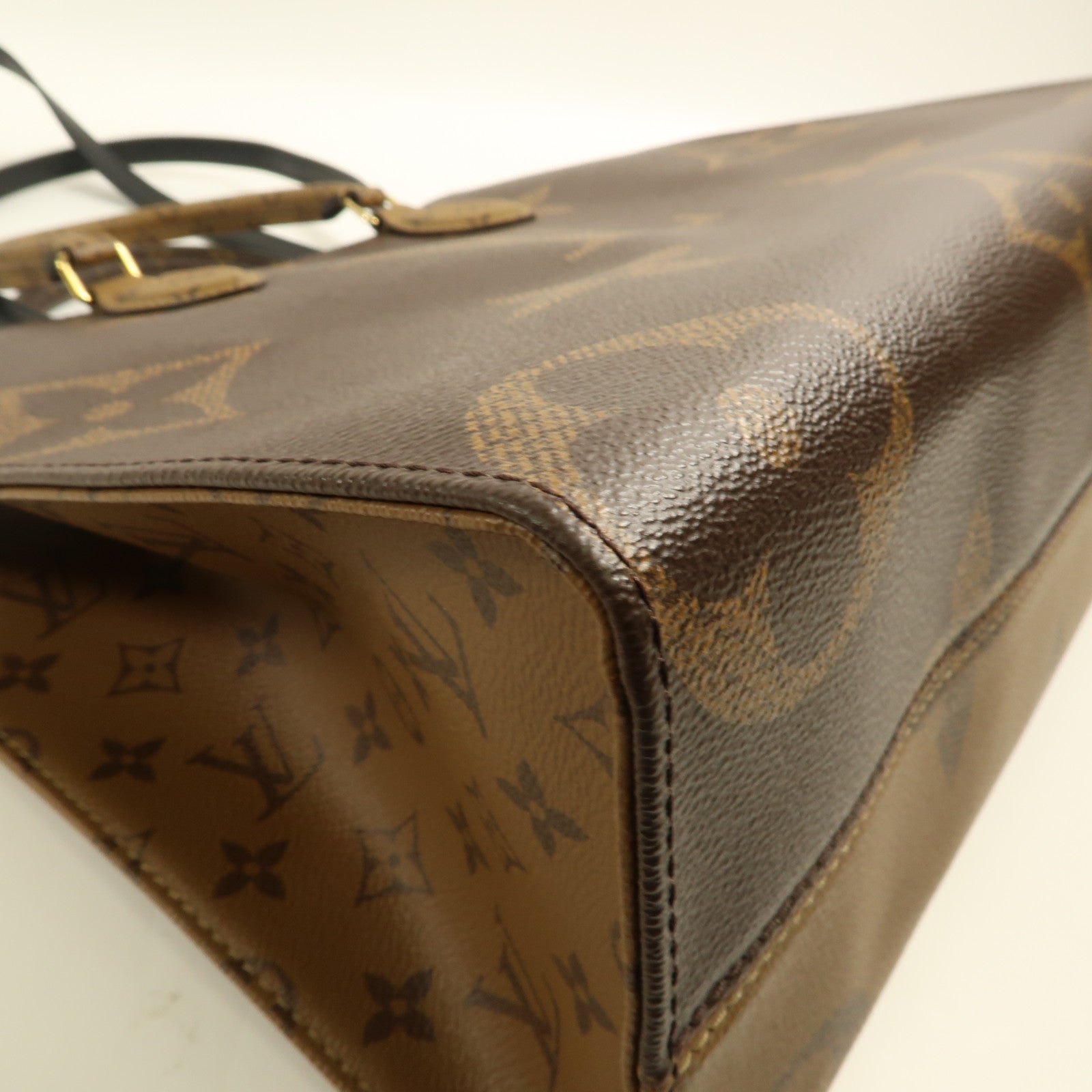 LOUIS VUITTON Monogram Giant On The Go MM金扣手挽肩背兩用袋啡色