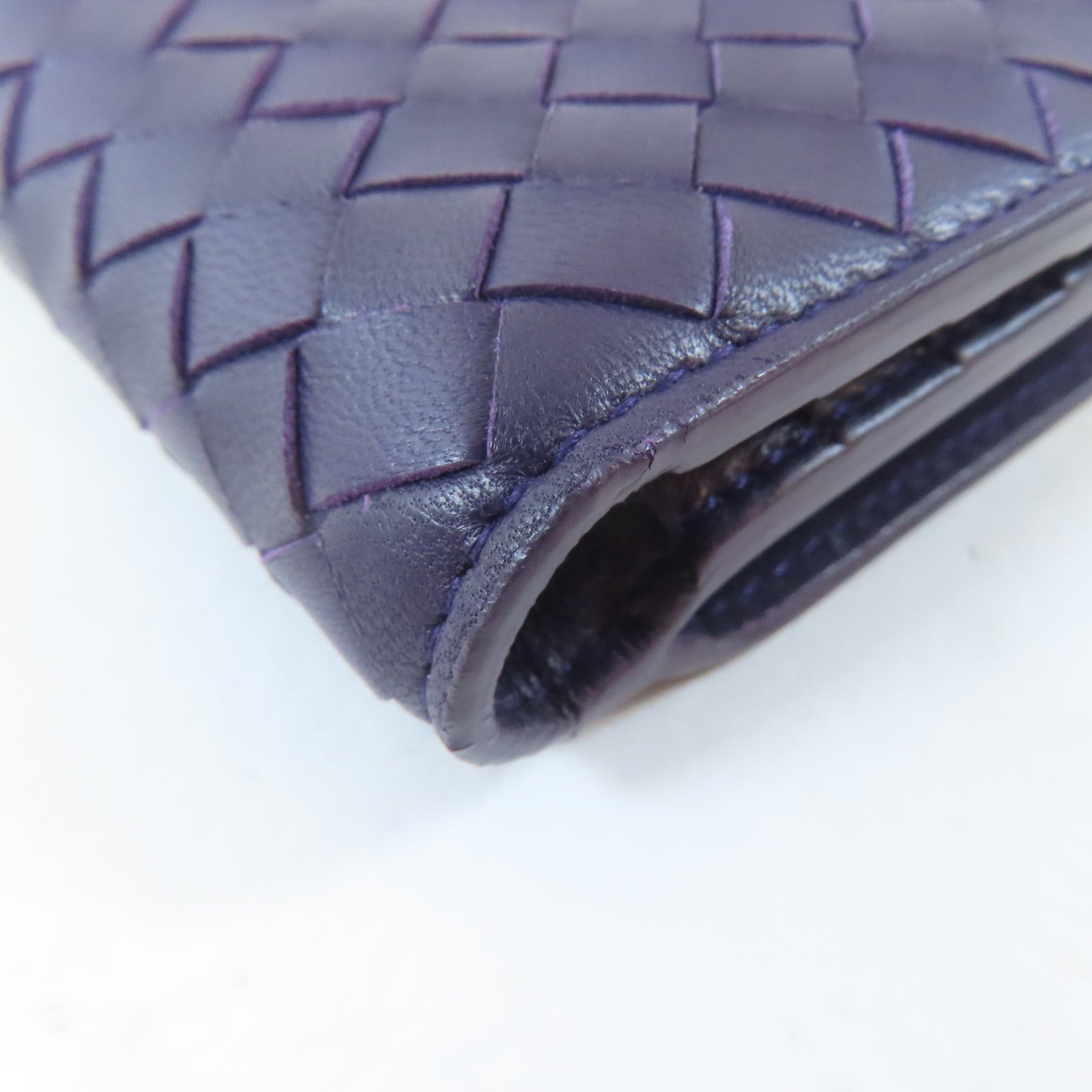 BOTTEGA VENETA 【激減優惠】羊皮皮革Wallet金扣錢包紫色